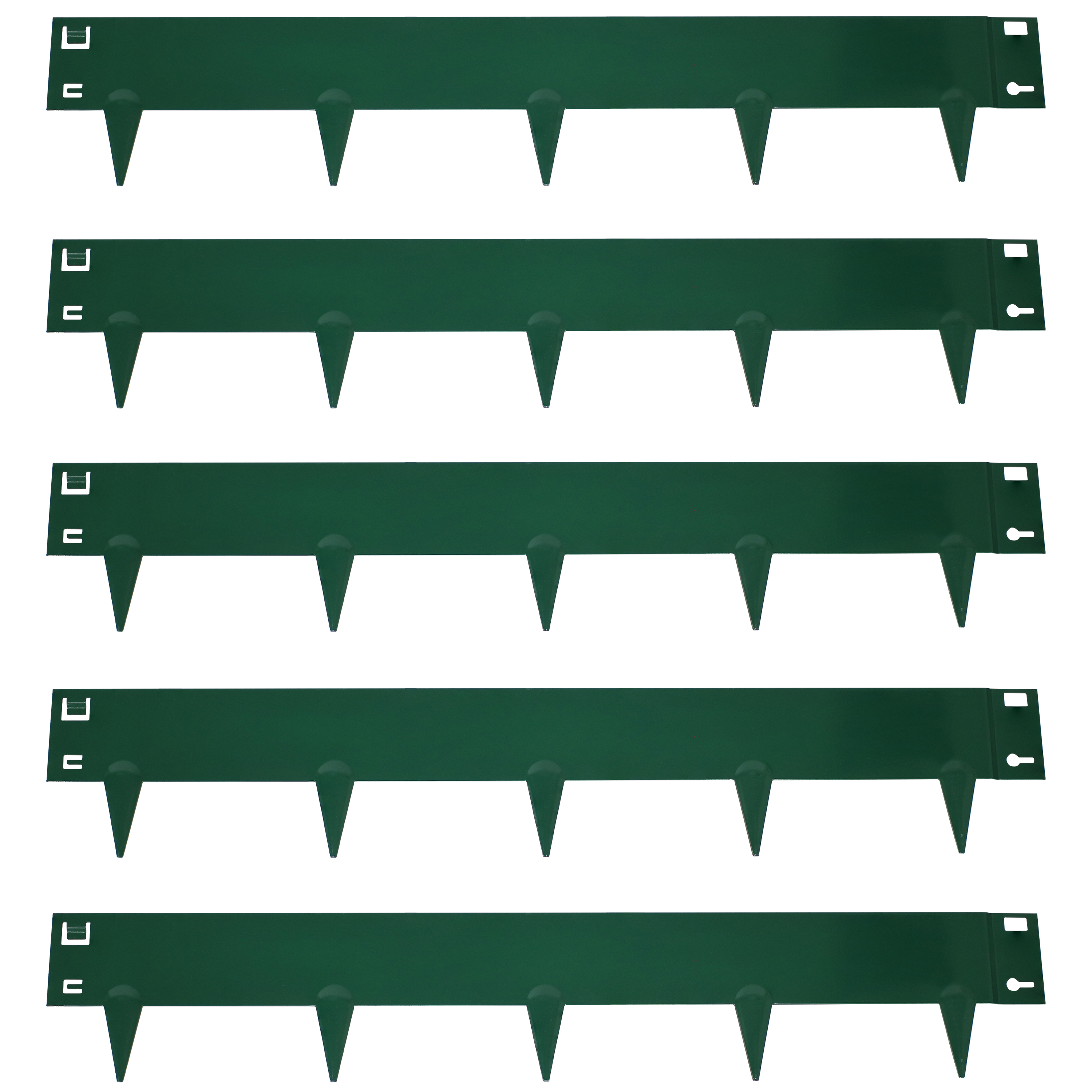 5-Piece Steel Garden Border Fence Set - 16 ft - Green