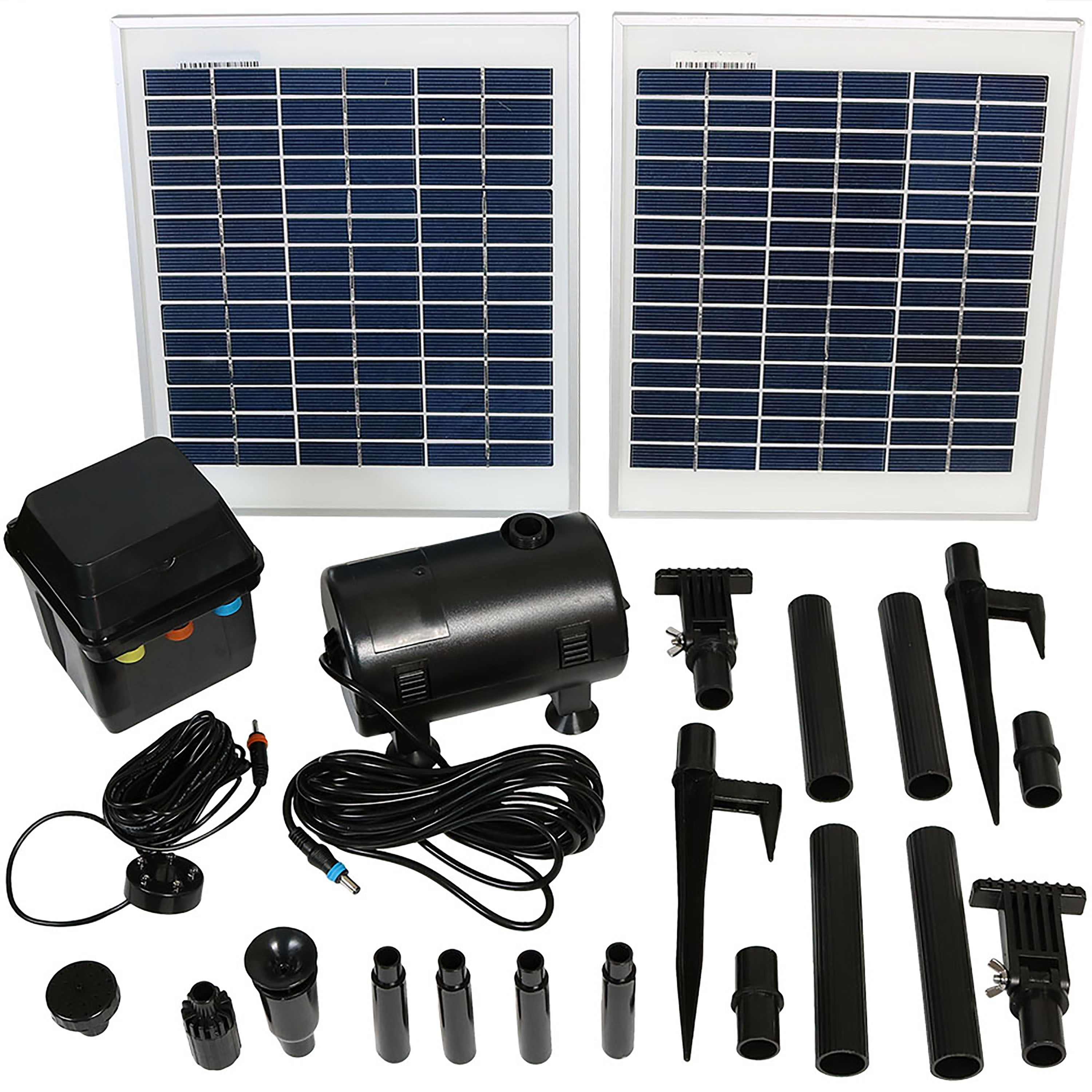 396 GPH Solar Pump and Panel Kit with Battery and Light