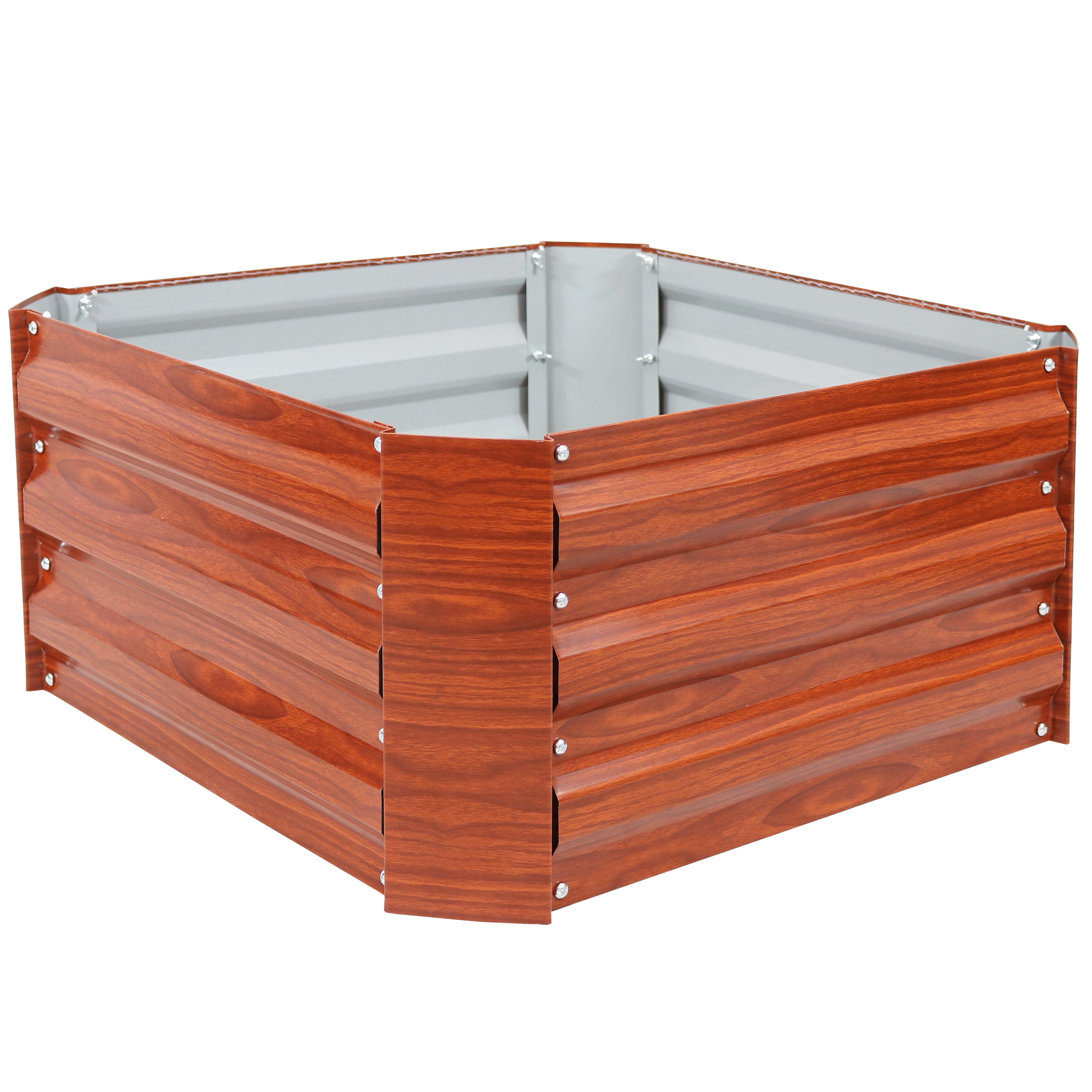 Steel Square Raised Garden Bed - 24 in - Woodgrain