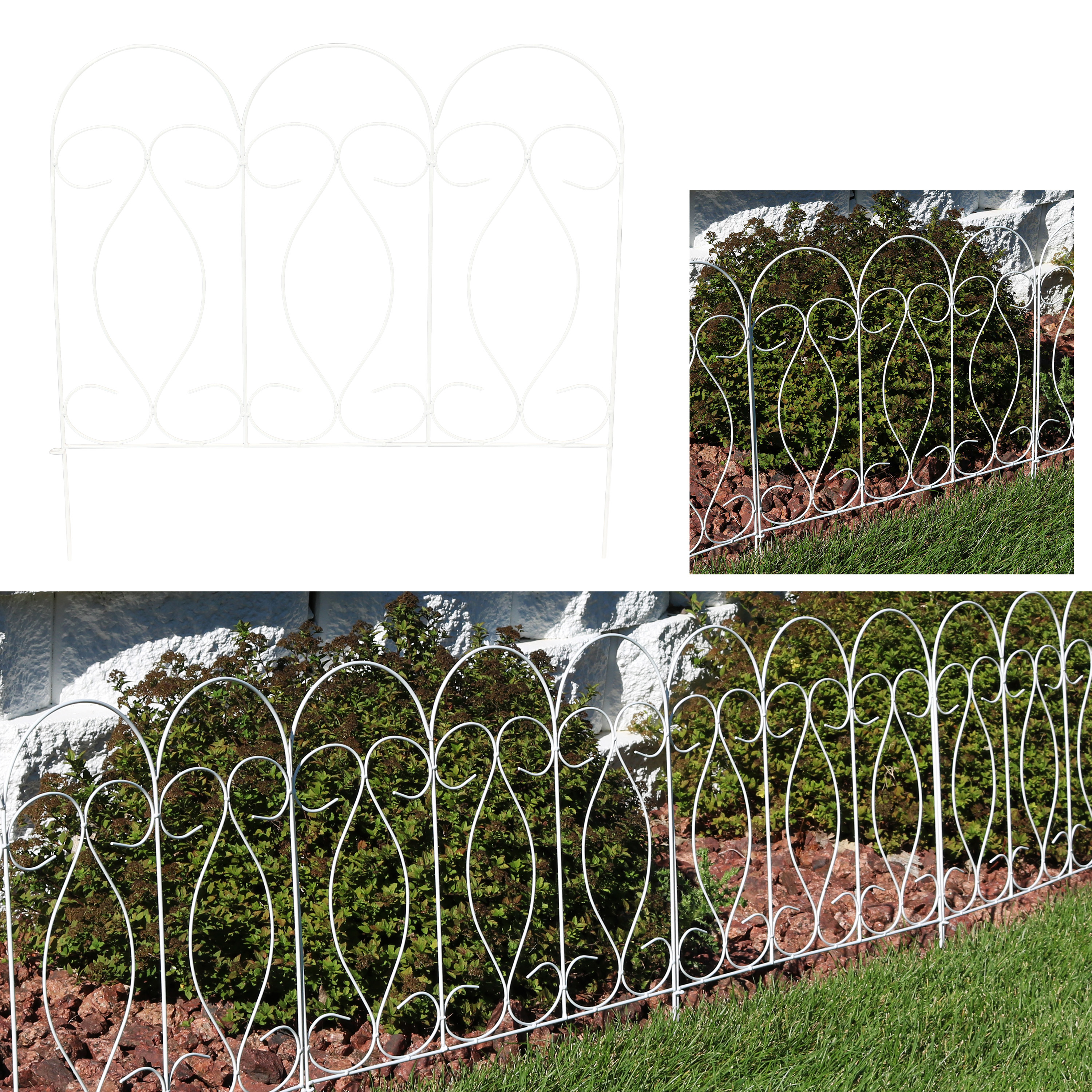 5-Piece Traditional Garden Border Fencing - 10 ft - White