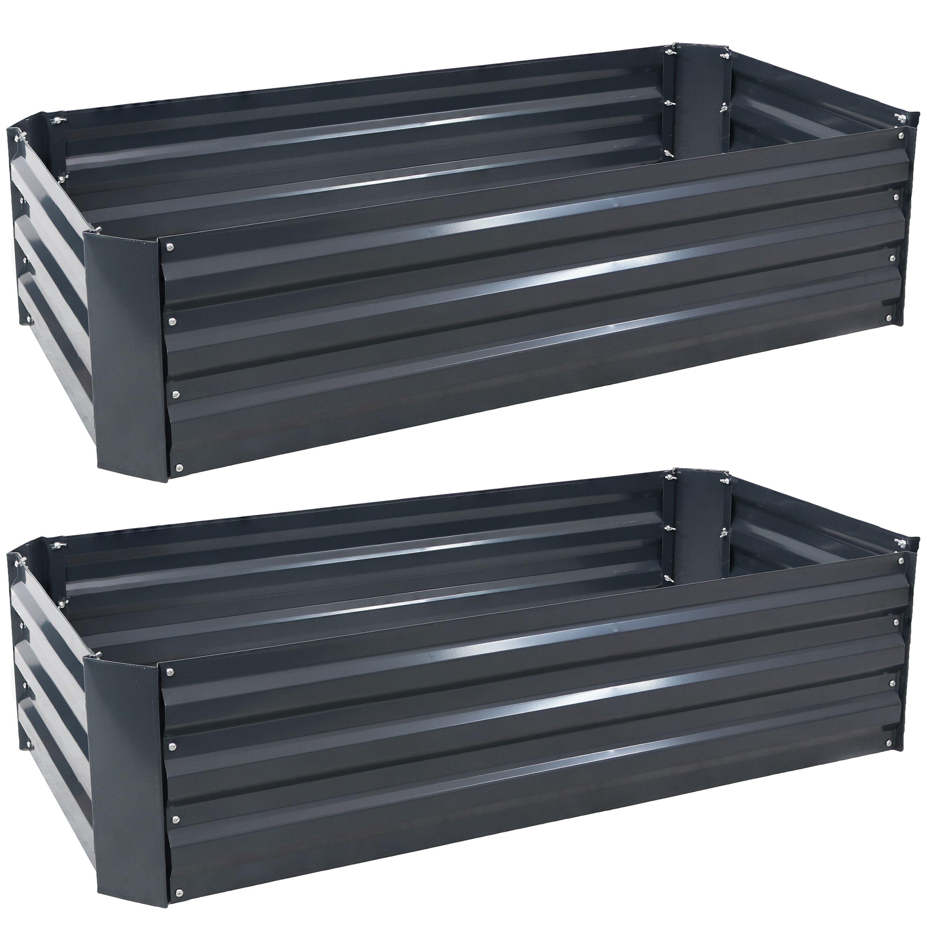 2 Steel Raised Beds - 48-Inch Rectangle - Dark Gray