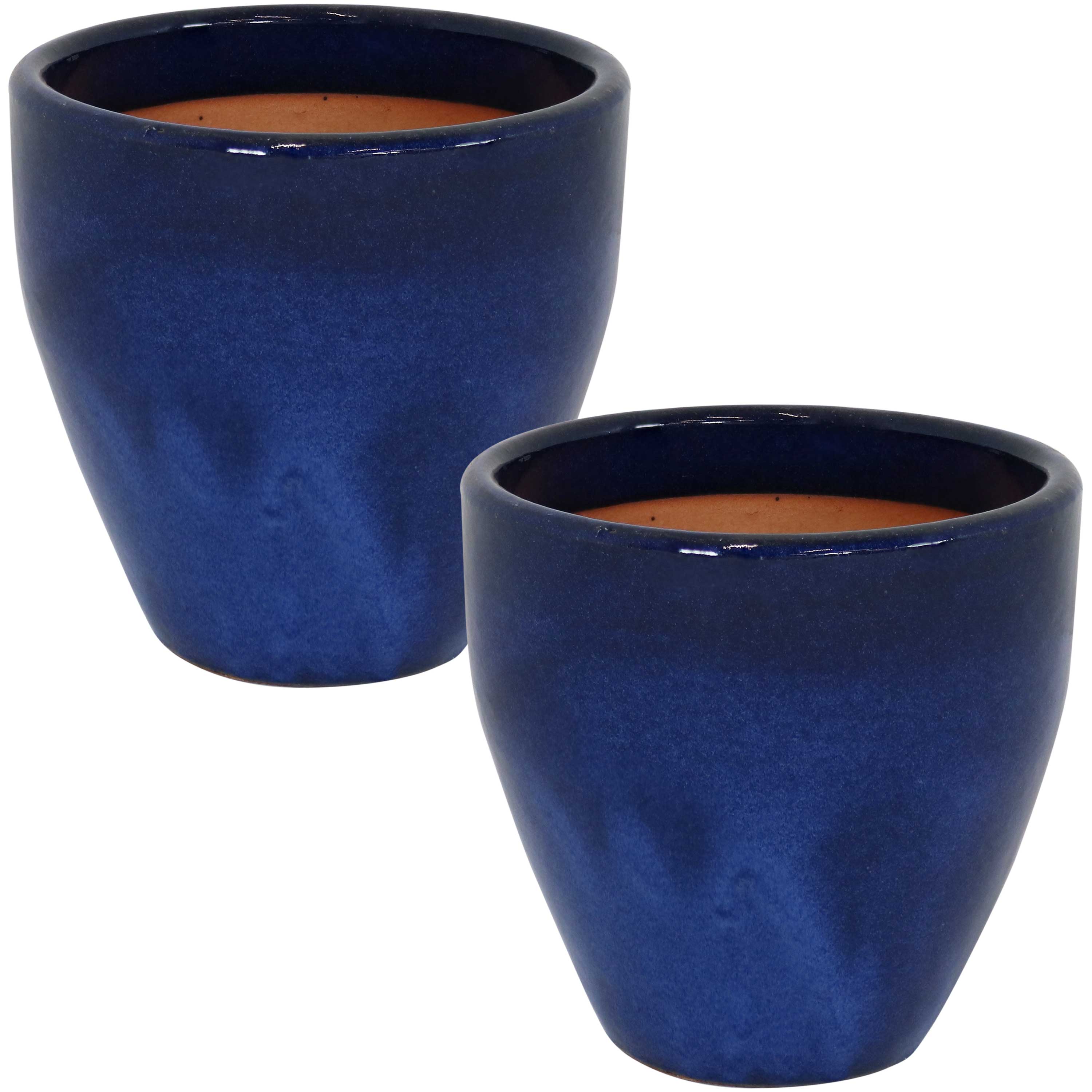 2 Resort Glazed Ceramic Planters - 10" - Imperial Blue