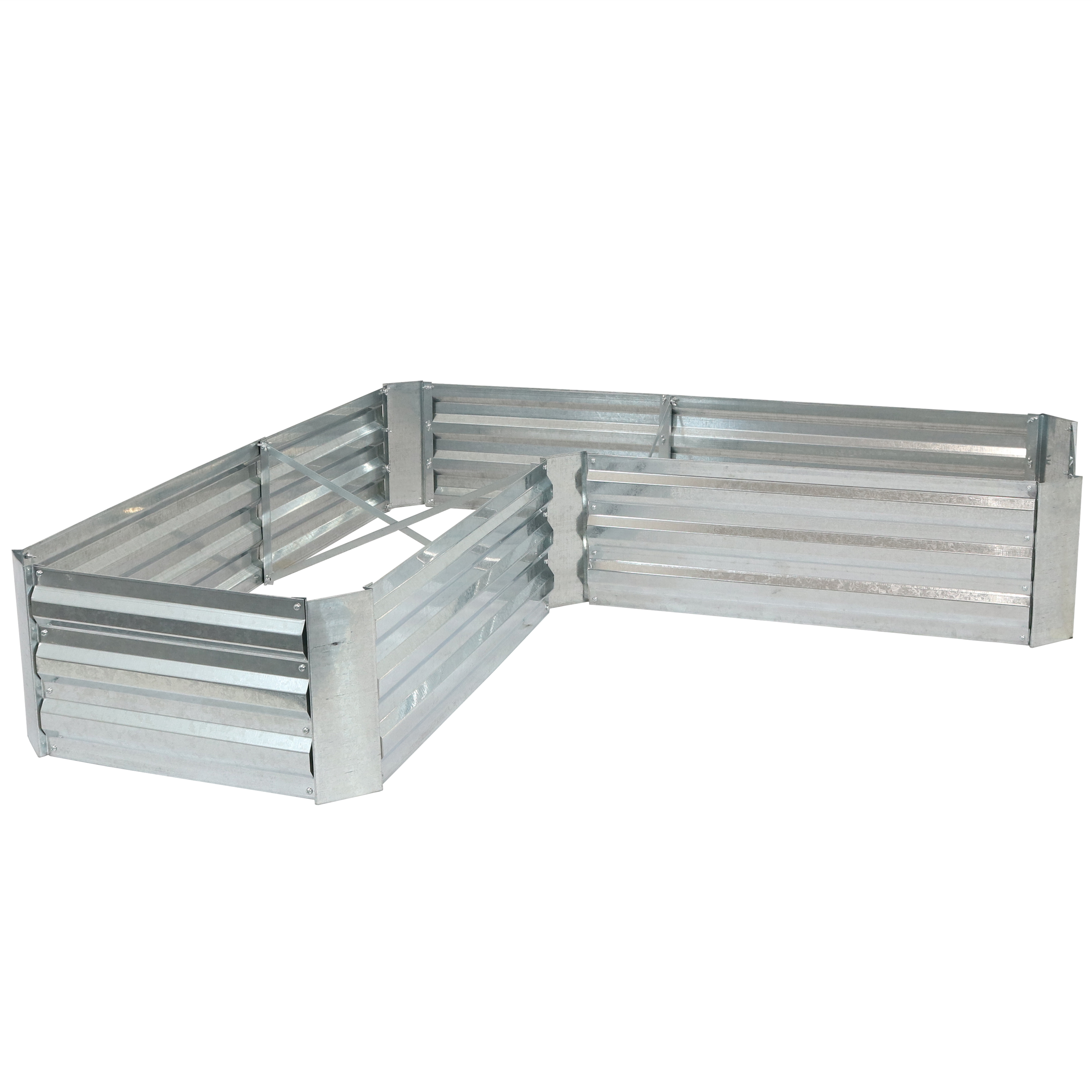 Steel L-Shaped Raised Garden Bed - 59.5 in - Silver