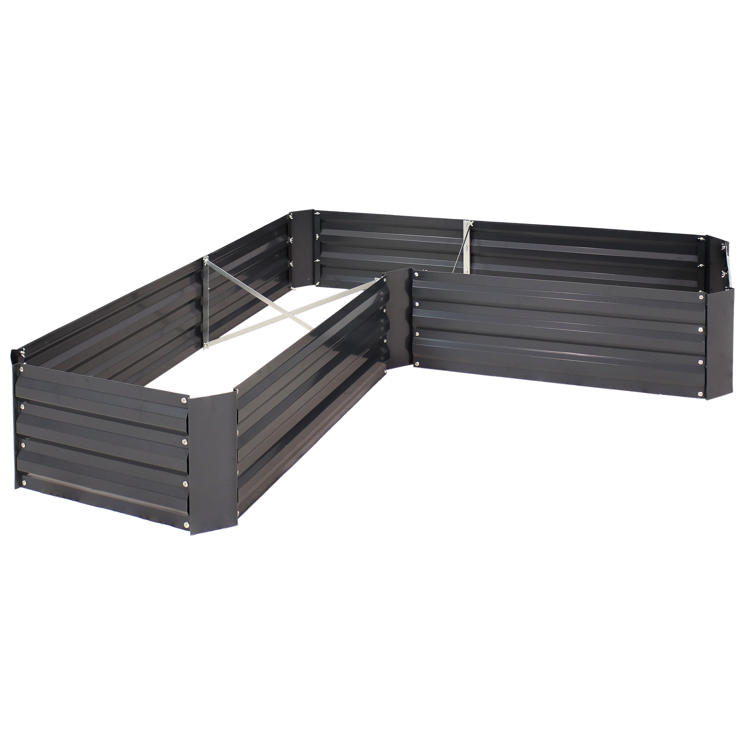 Steel L-Shaped Raised Garden Bed - 59.5 in - Dark Gray