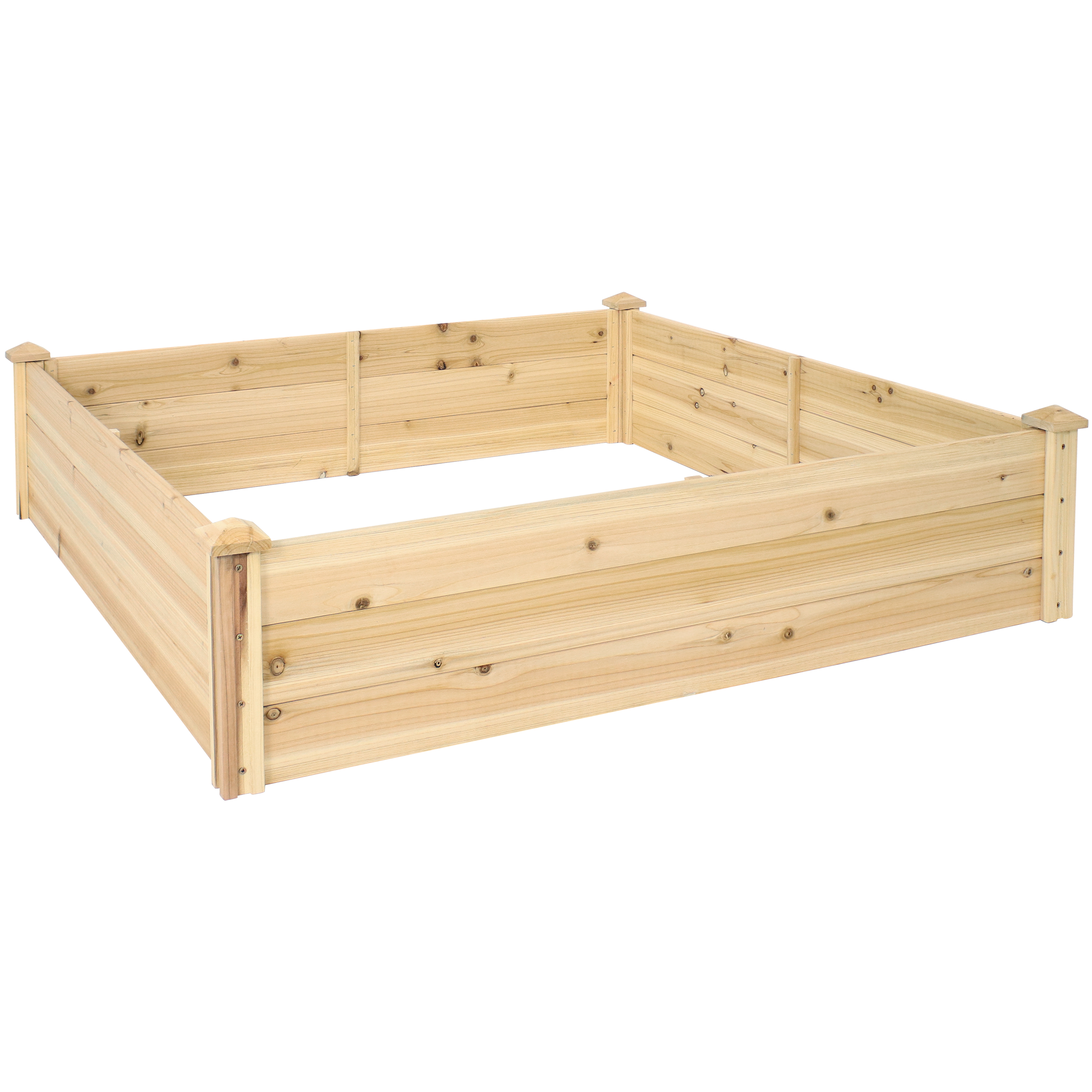 Wooden Fir Square Raised Garden Bed - 48 in - Natural