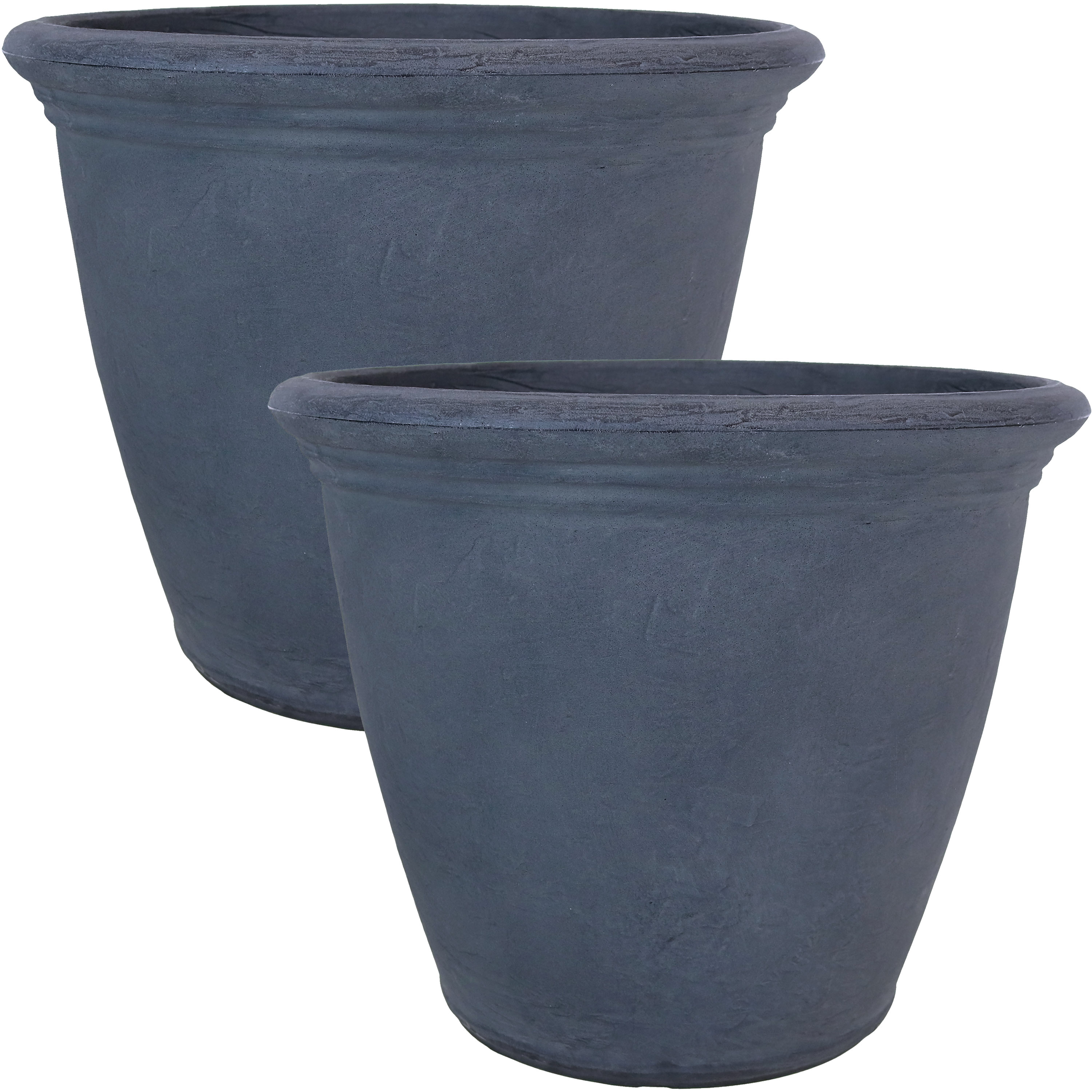 20 in Anjelica Polyresin Outdoor Planter - Slate - Set of 2