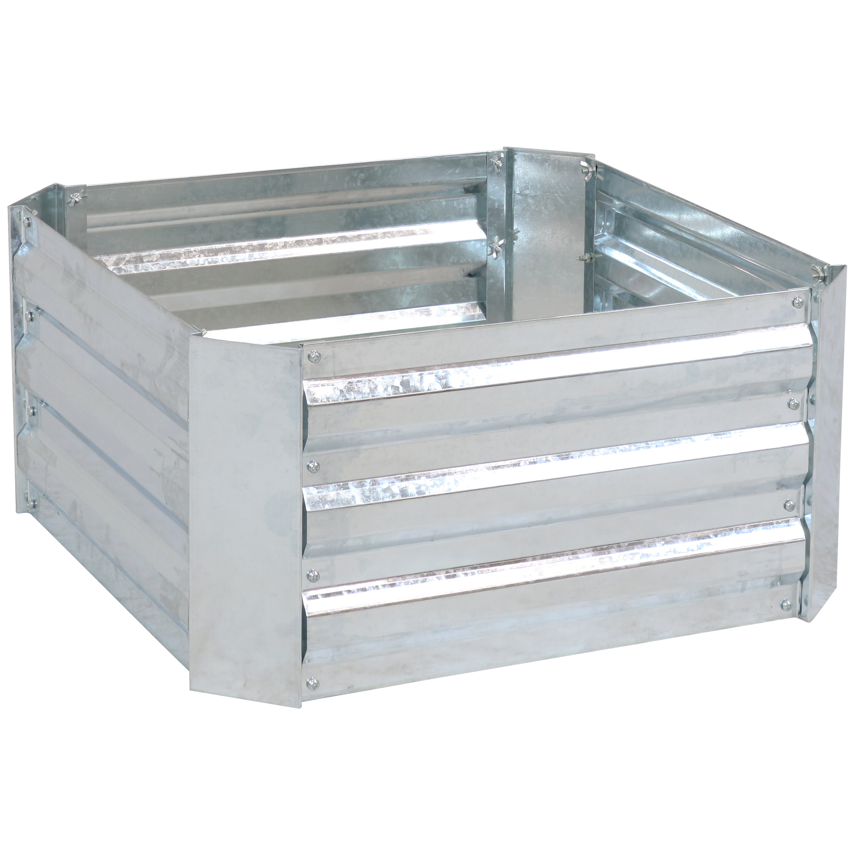 Steel Square Raised Garden Bed - 24 in - Silver