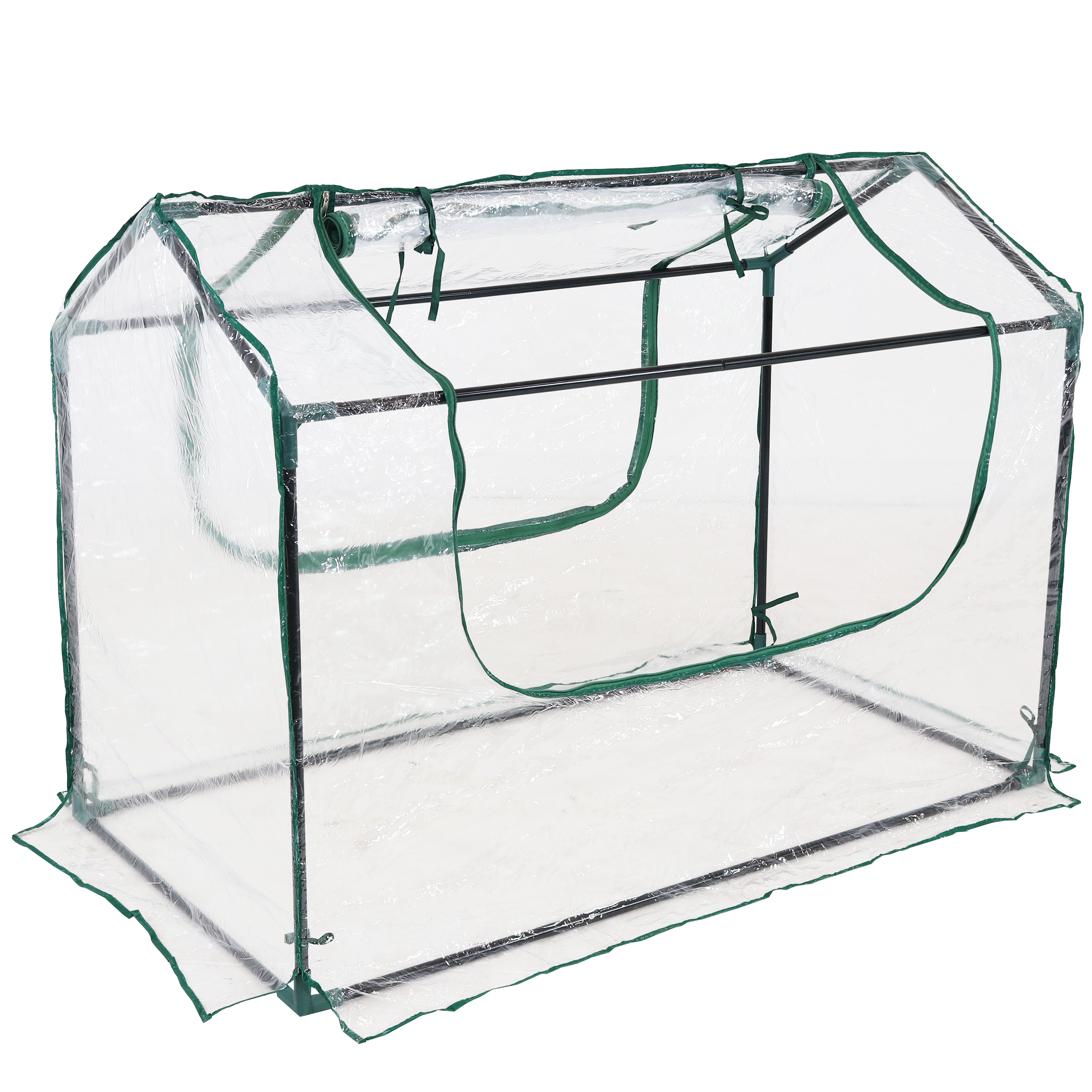4 x 2 ft Steel Mini Greenhouse with 2 Doors - Clear