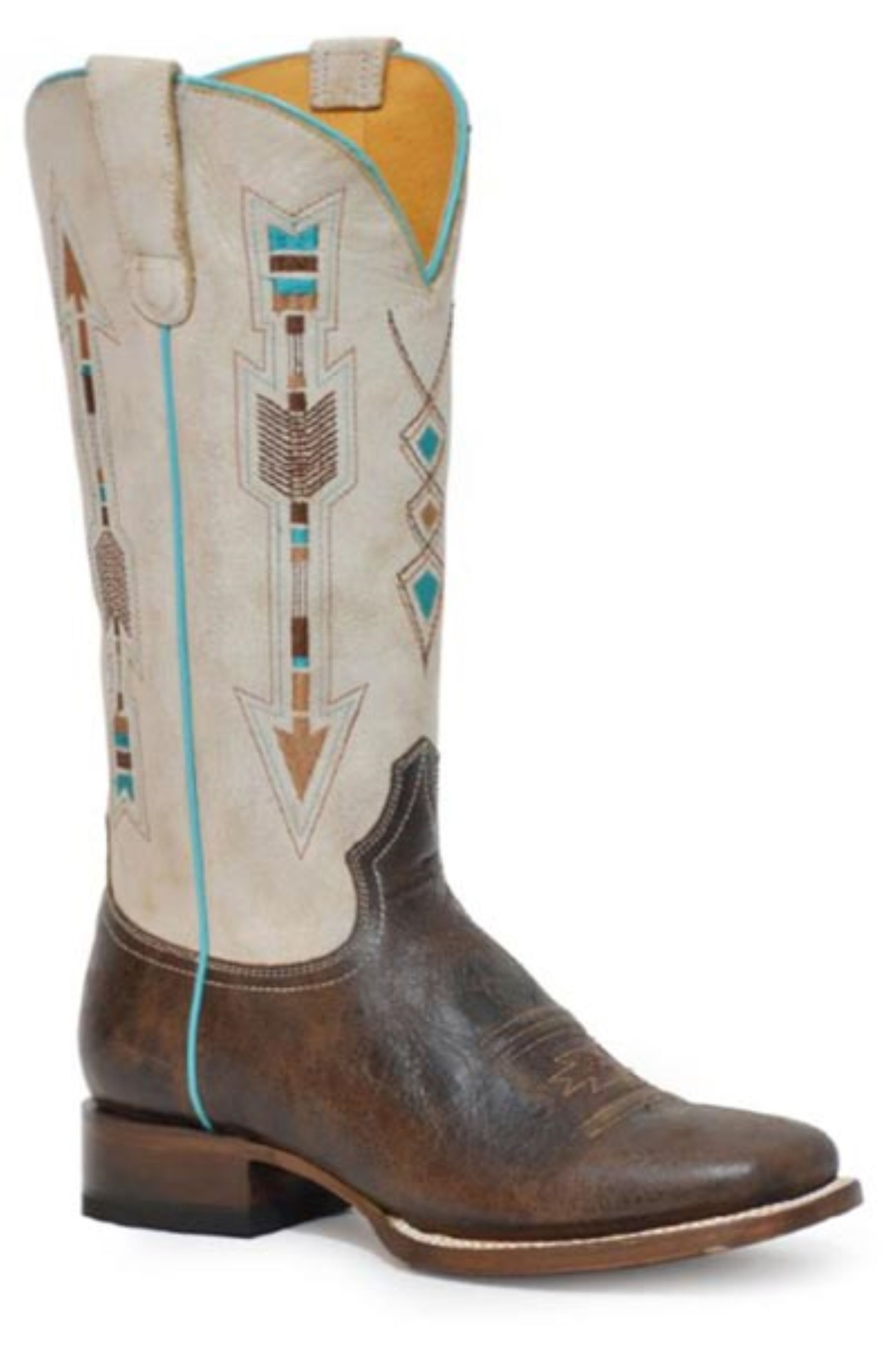Ladies Western Boot - Vintage White Leather Shaft