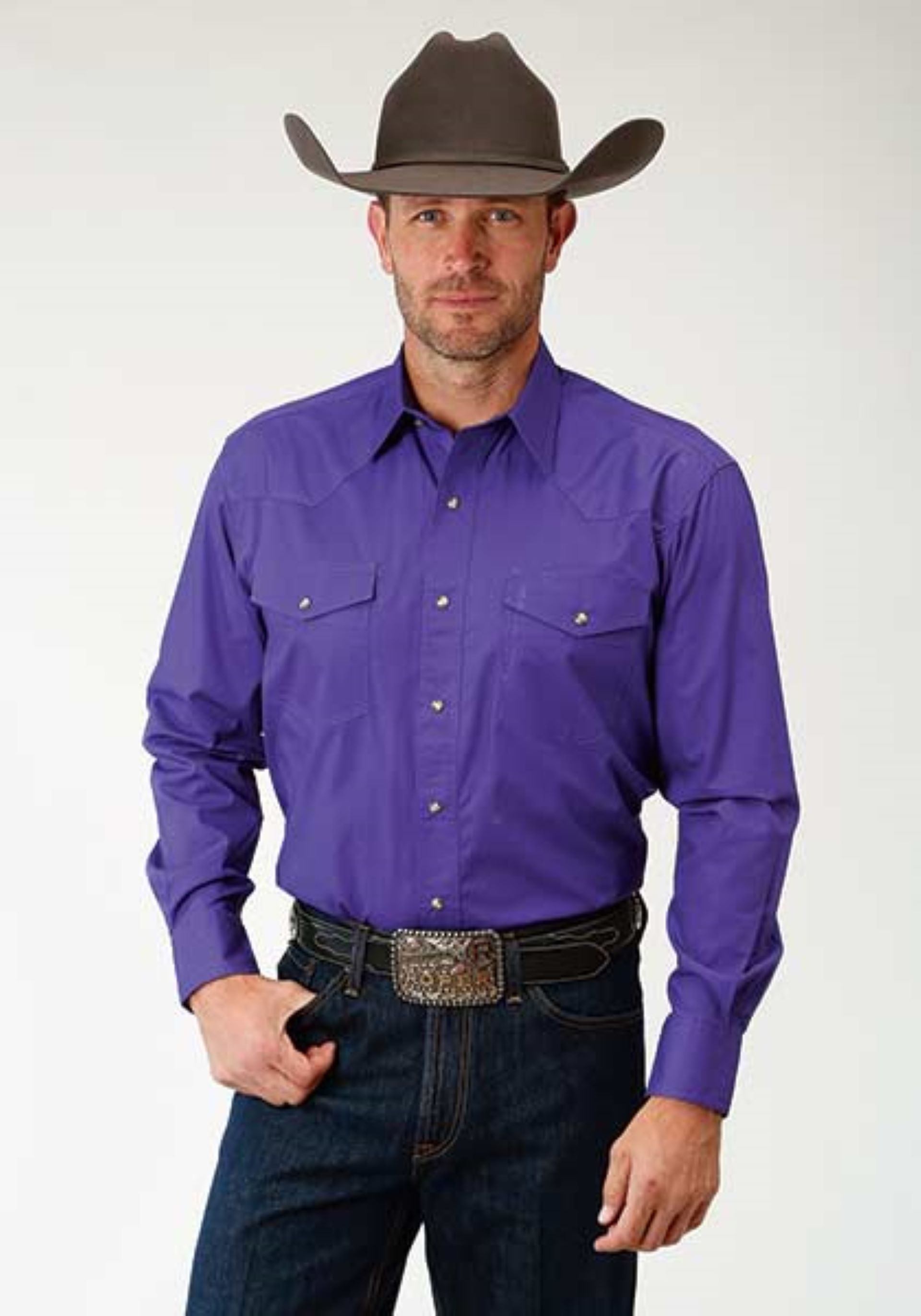 Mens long sleeve western shirt - 03-001-0265-1067 PU