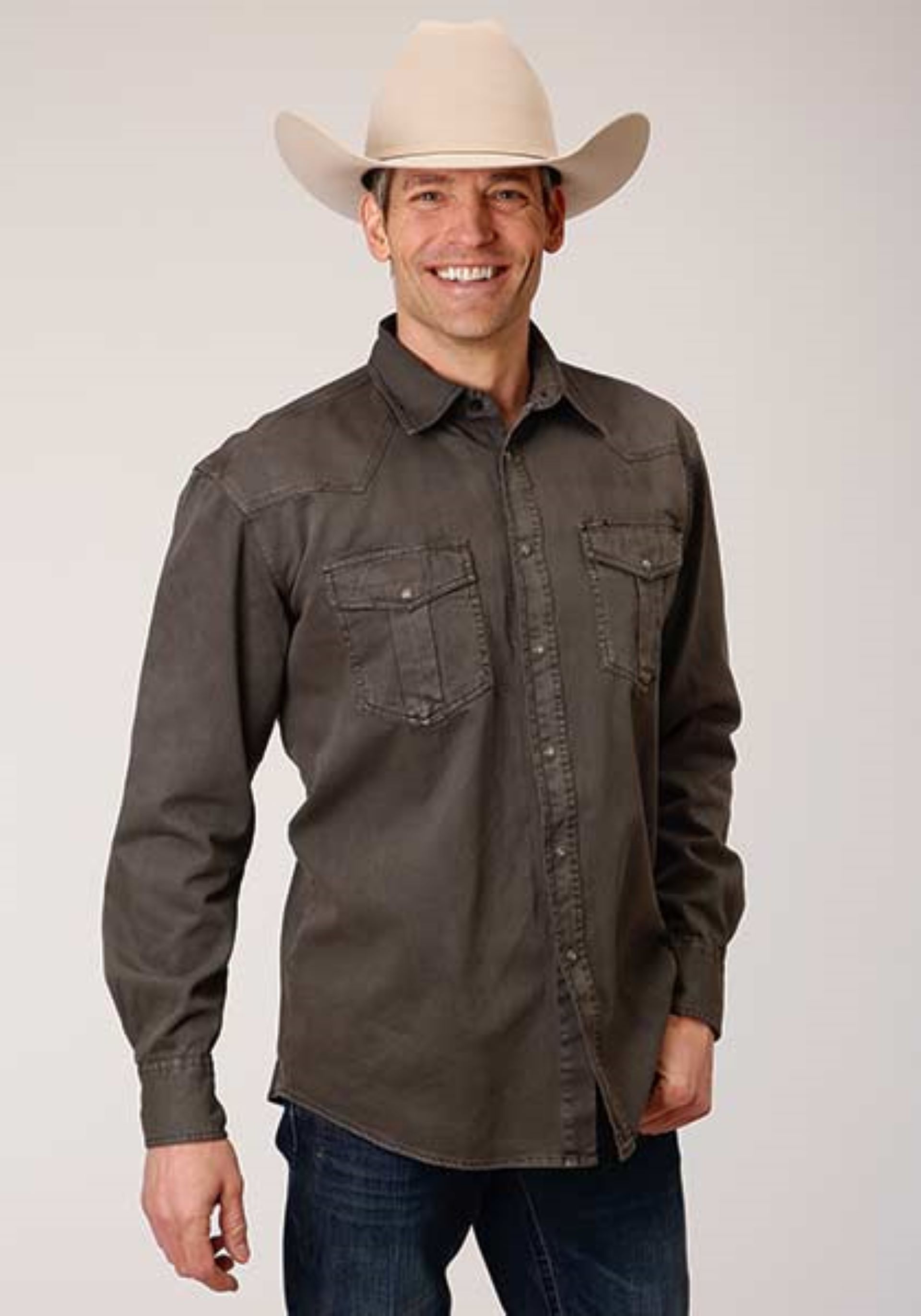 Mens long sleeve western shirt - 06-001-0191-0135 BL