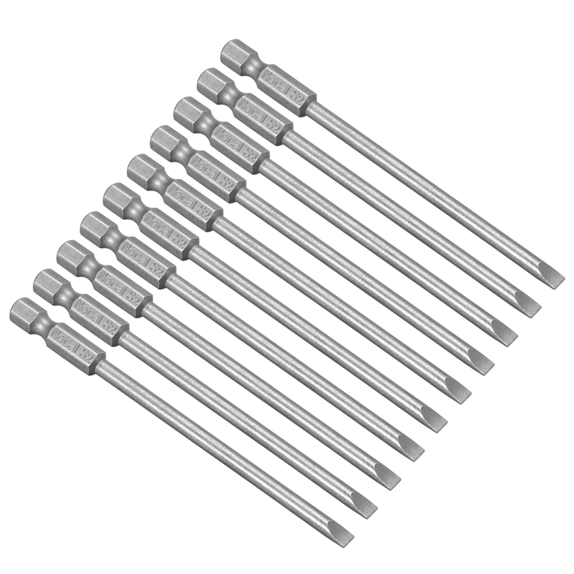 10 Pcs 4mm Slotted Magnetic Screwdriver Bits 1/4" Hex Shank