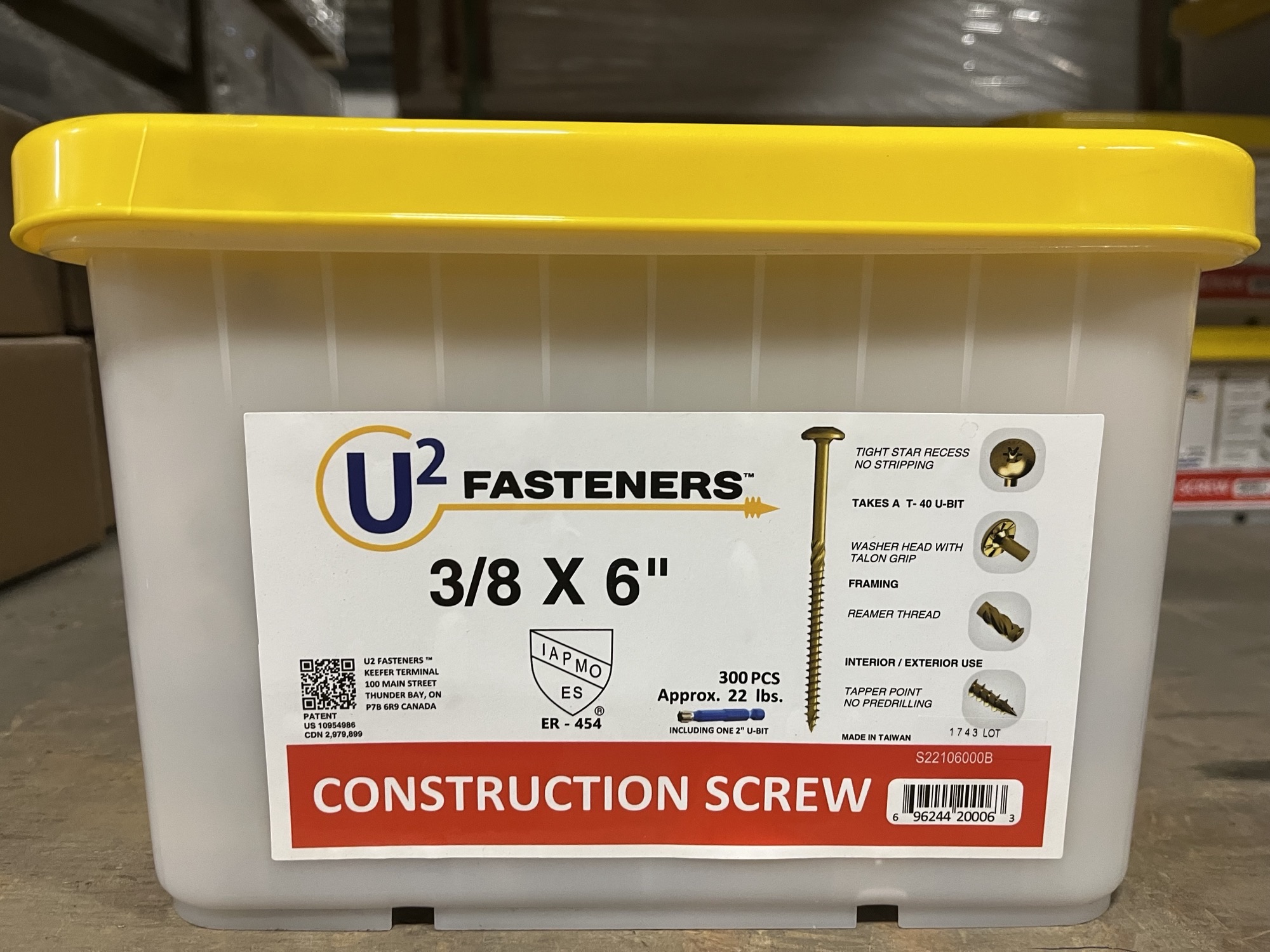 3/8" X 6" Construction Screw - Box of 300