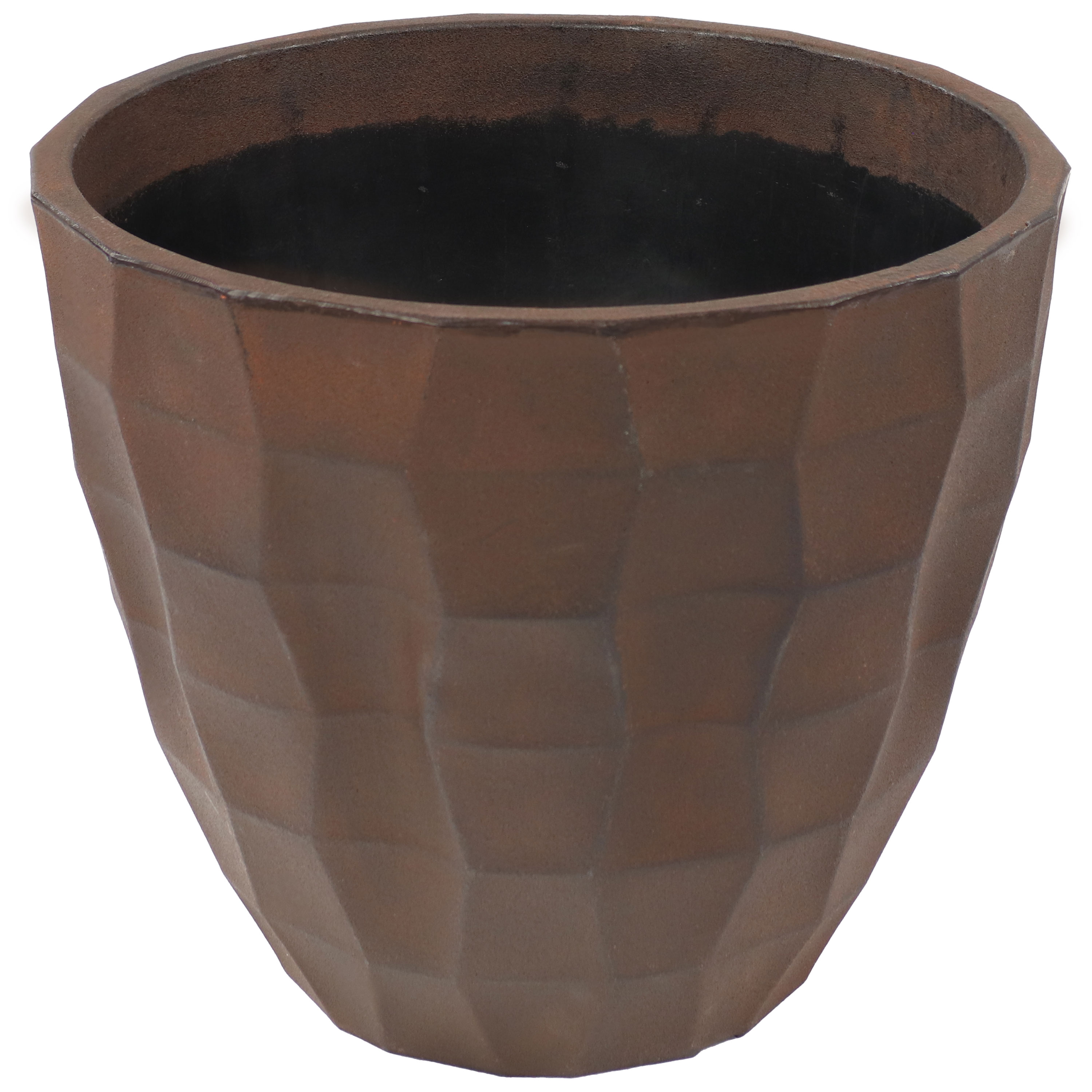 15.75 in Pebbled Polyresin Outdoor Planter - Dark Brown