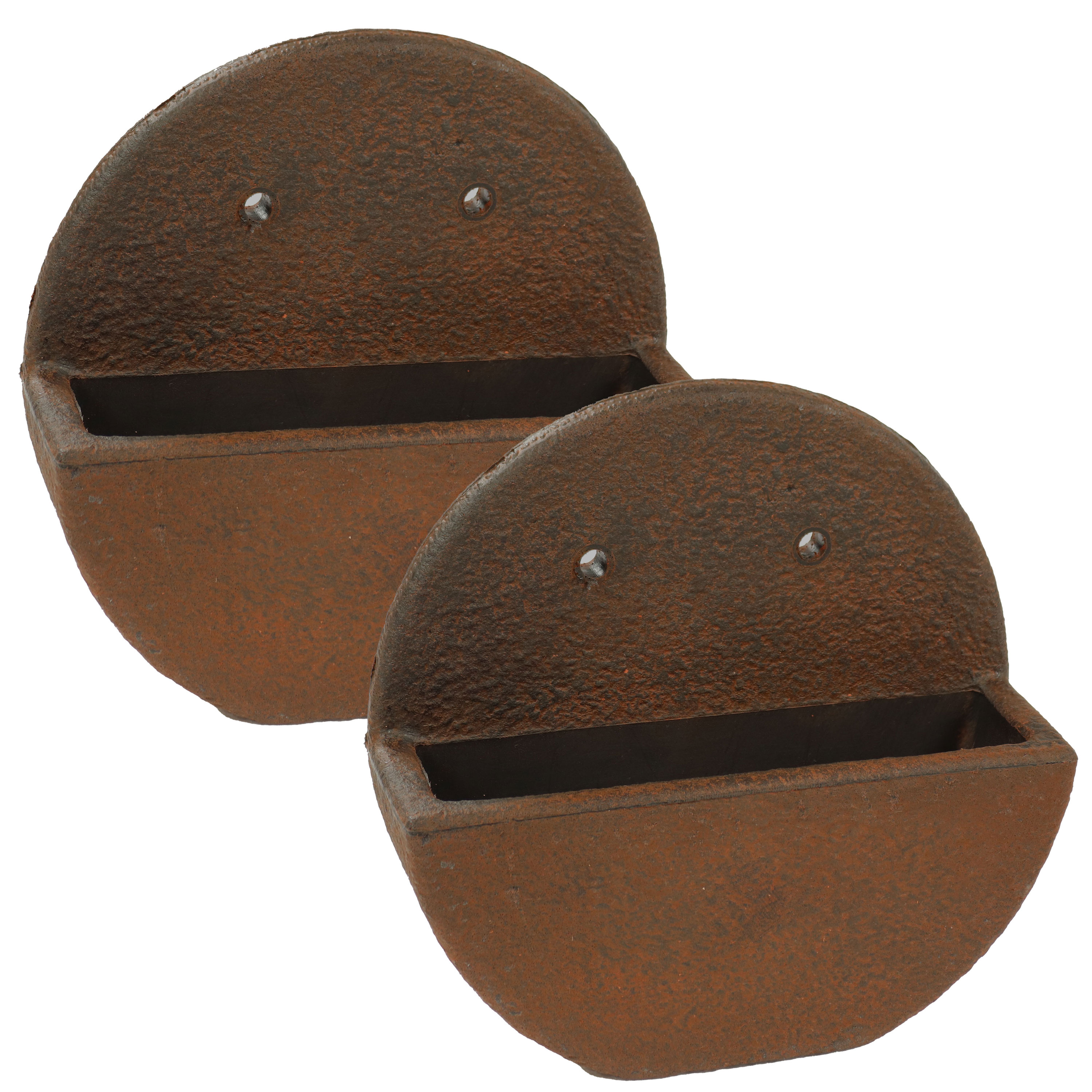 12 in Wall-Mounted Outdoor Planter - Dark Brown - Set of 2