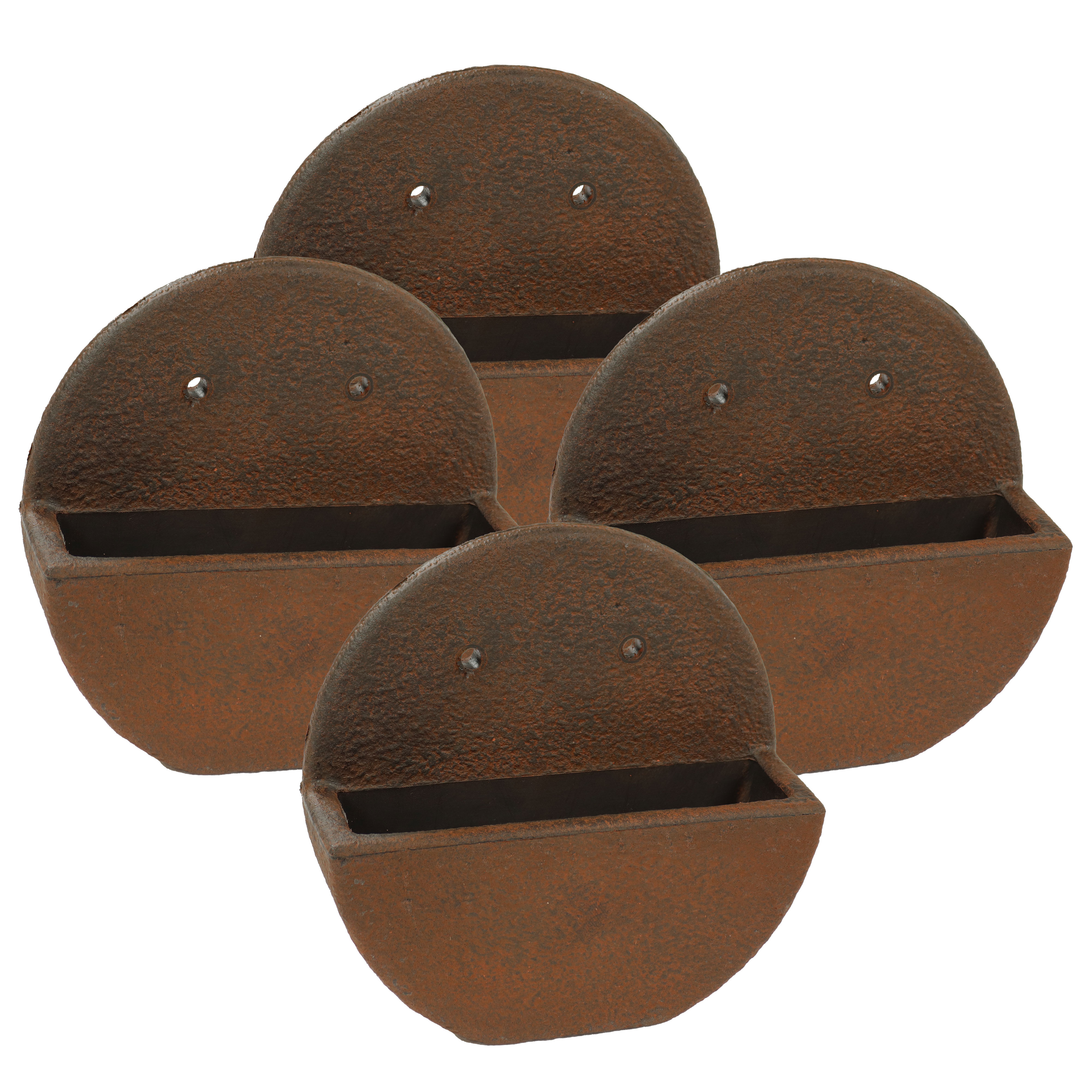 12 in Wall-Mounted Outdoor Planter - Dark Brown - Set of 4