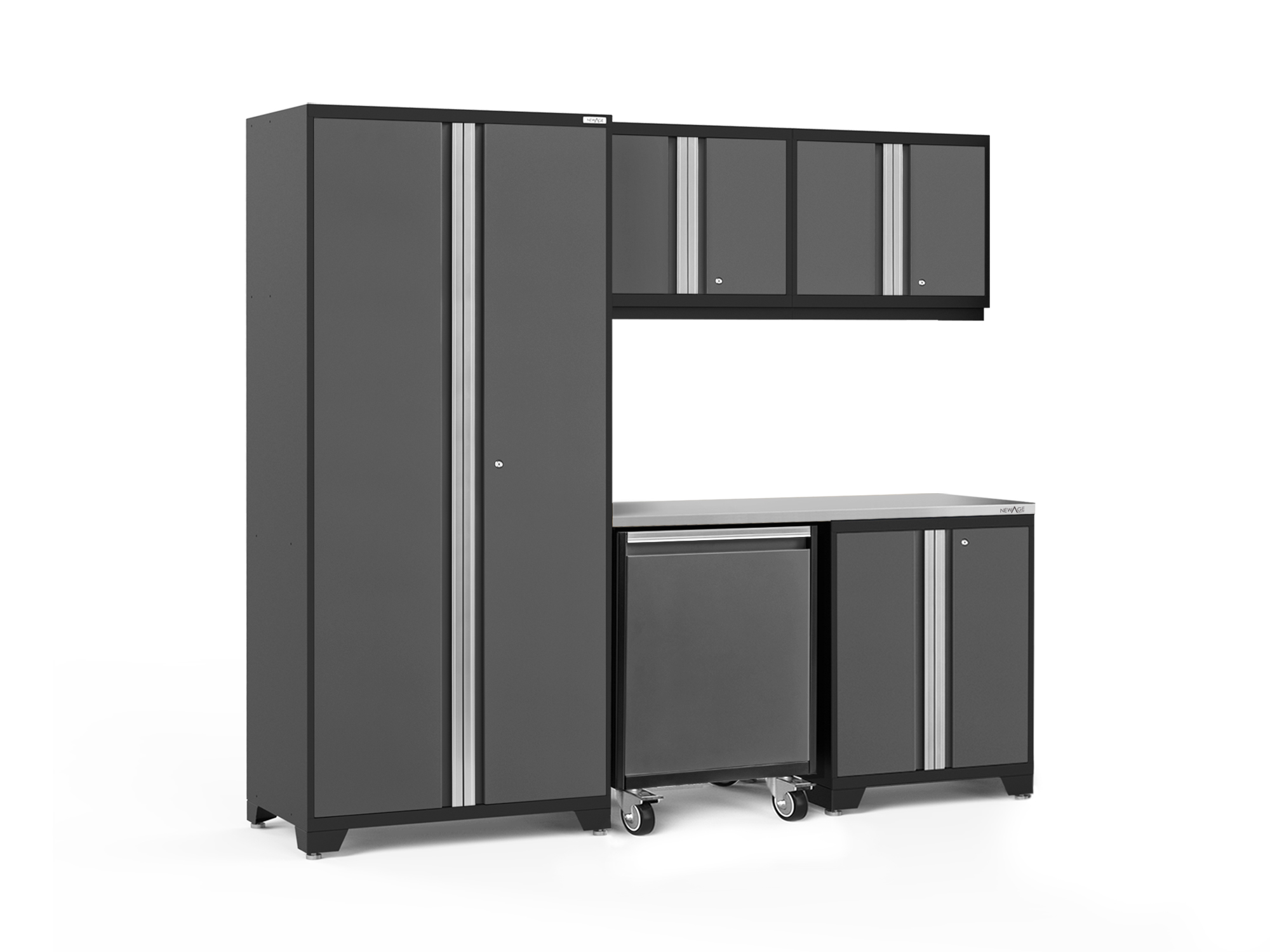 Pro 6 Pc Cabinet Set: Wall, Utility Cabinet, 36 in. Locker