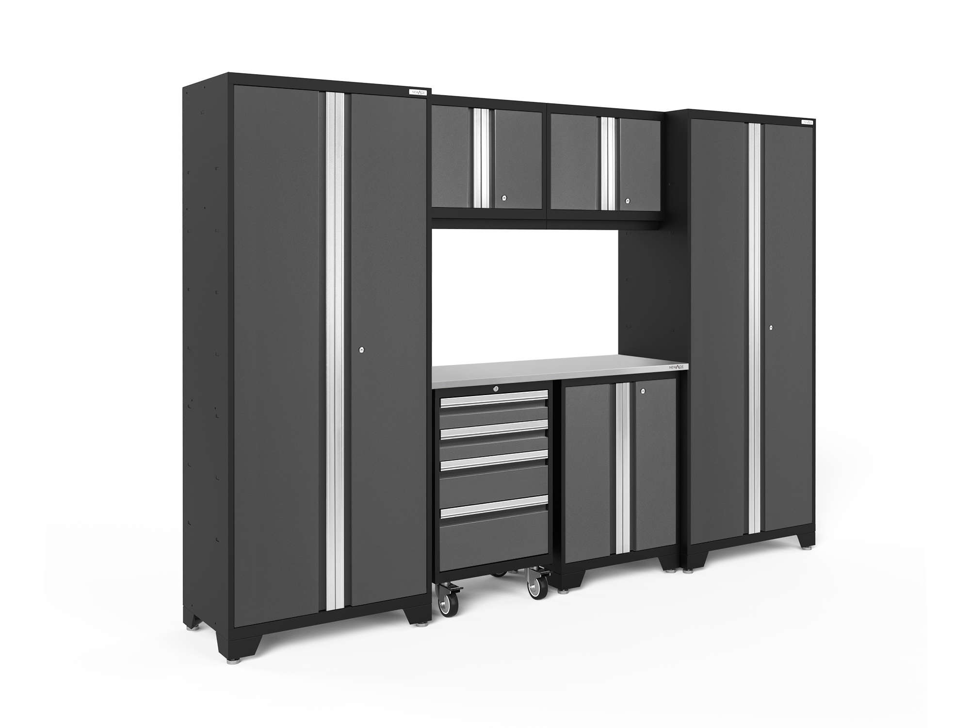 Bold 7 Pc Cabinet Set: Tool, Wall Cabinets, 30 in. Lockers