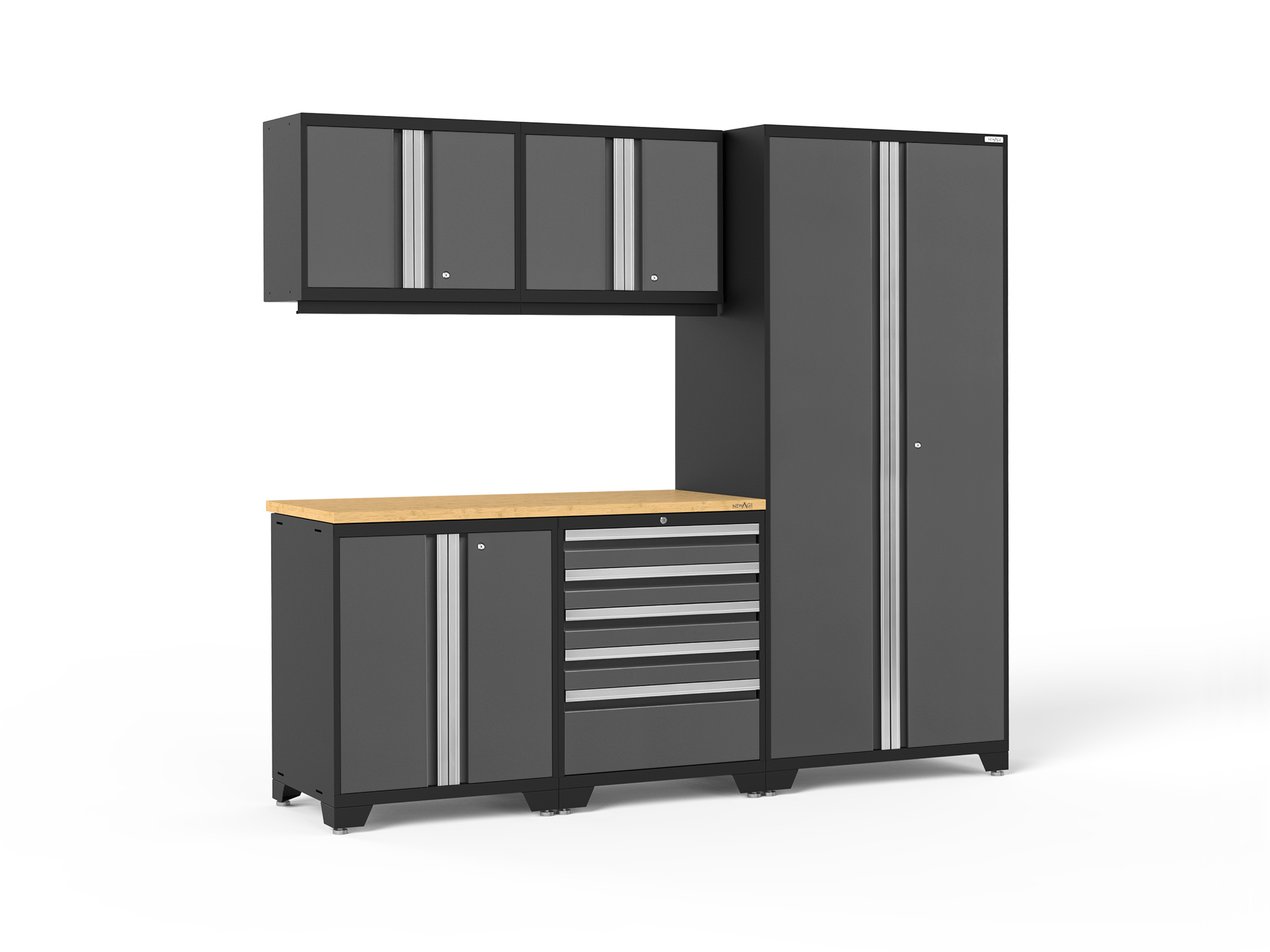 Pro 6 Pc Cabinet Set: Tool, Wall Cabinet, 36 in. Locker