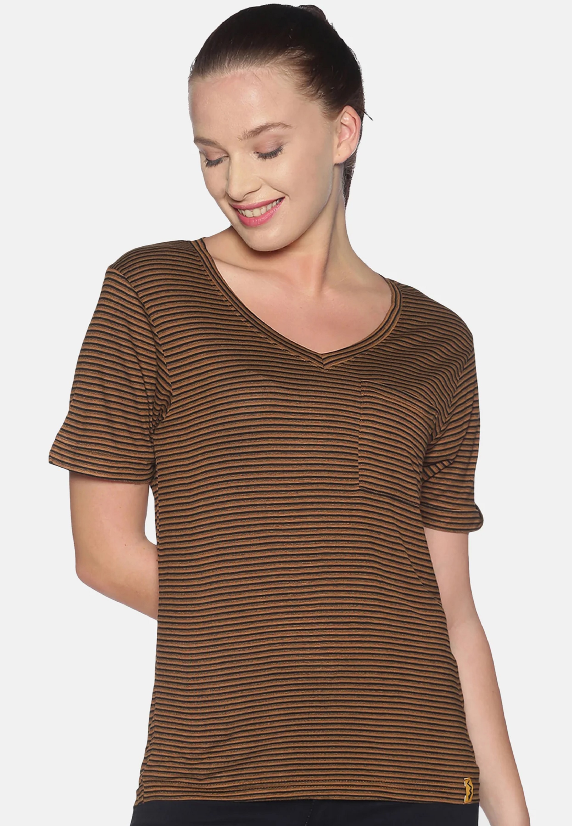 Campus Sutra Women Striped Stylish Brown Color Tops