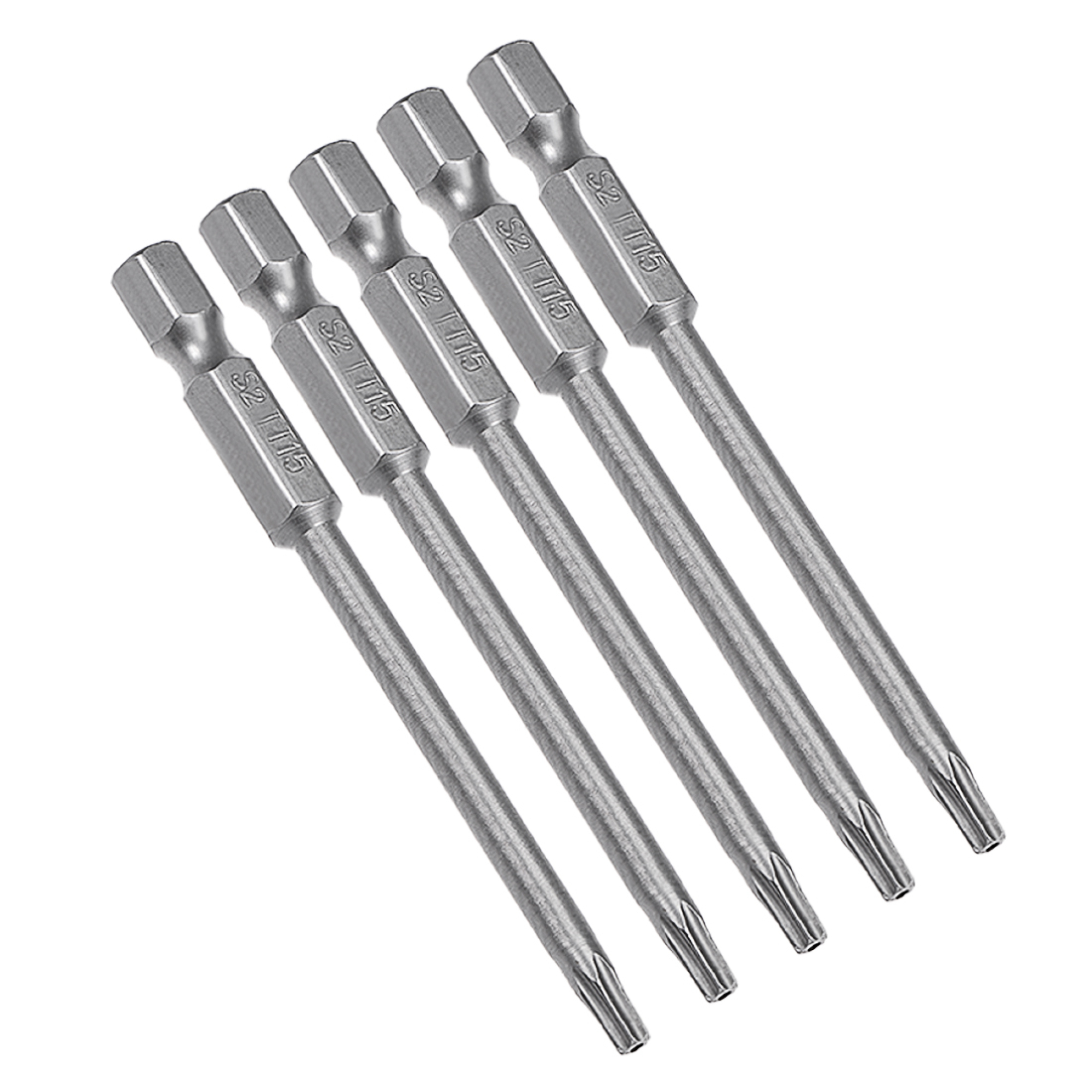 5pcs T15 Mag Torx Bits, 1/4" Hex 3" S2 Tamper Proof Kit