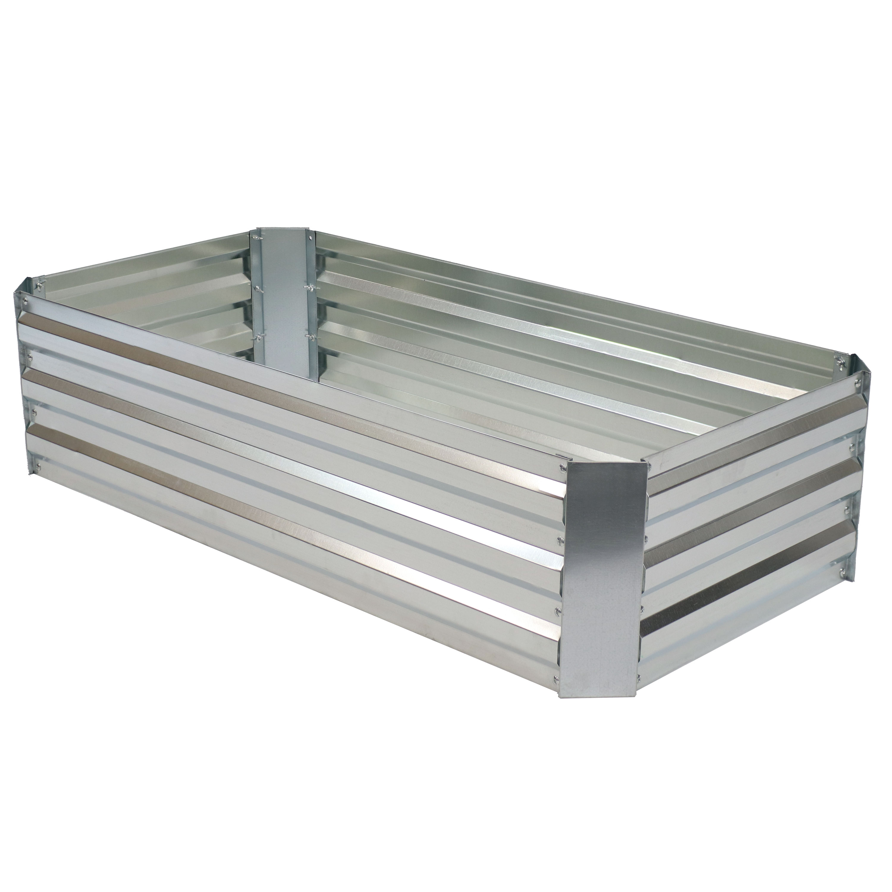 Rectangle Steel Raised Planter Bed - 4 x 2 ft - Silver