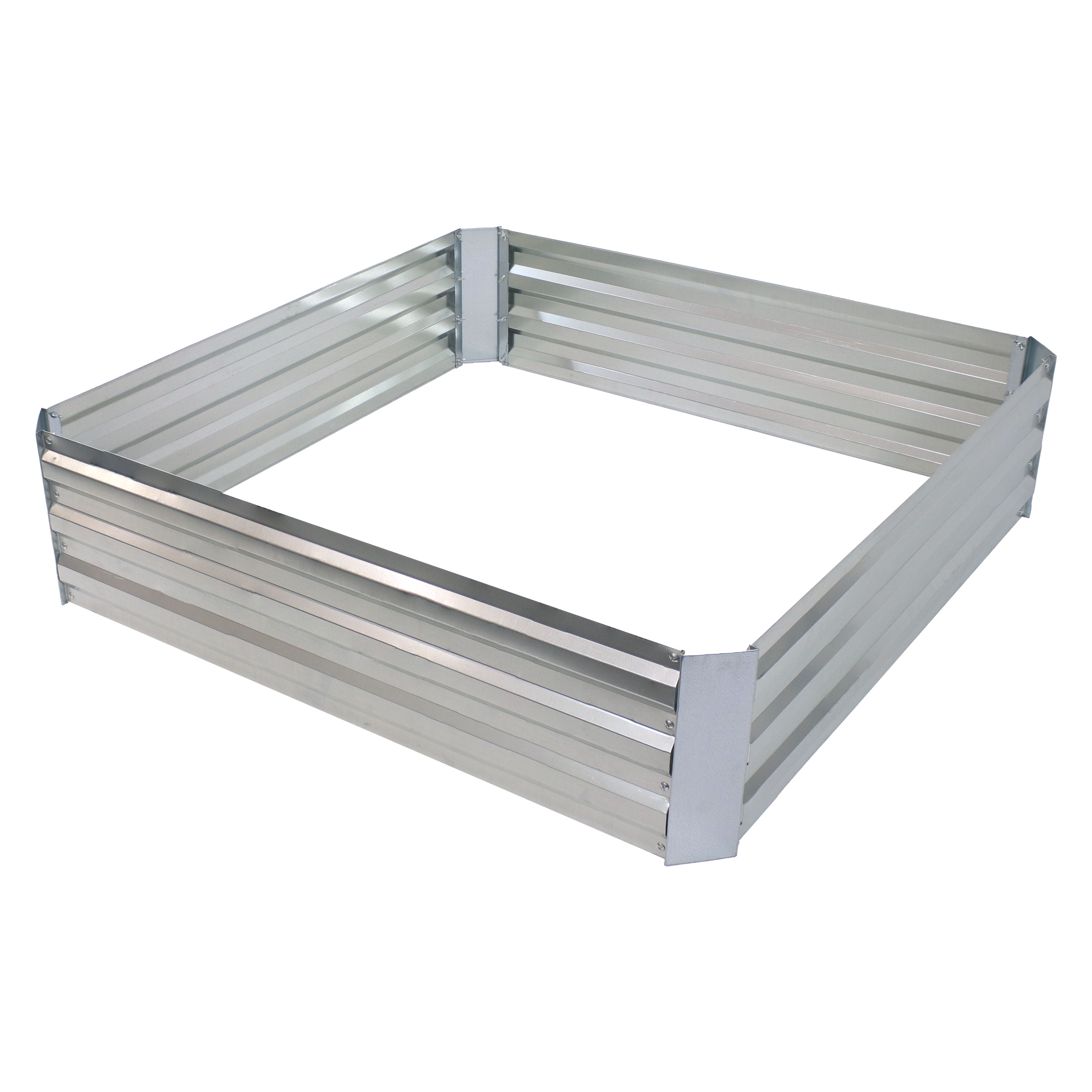 Square Steel Raised Planter Bed - 4 x 4 ft - Silver
