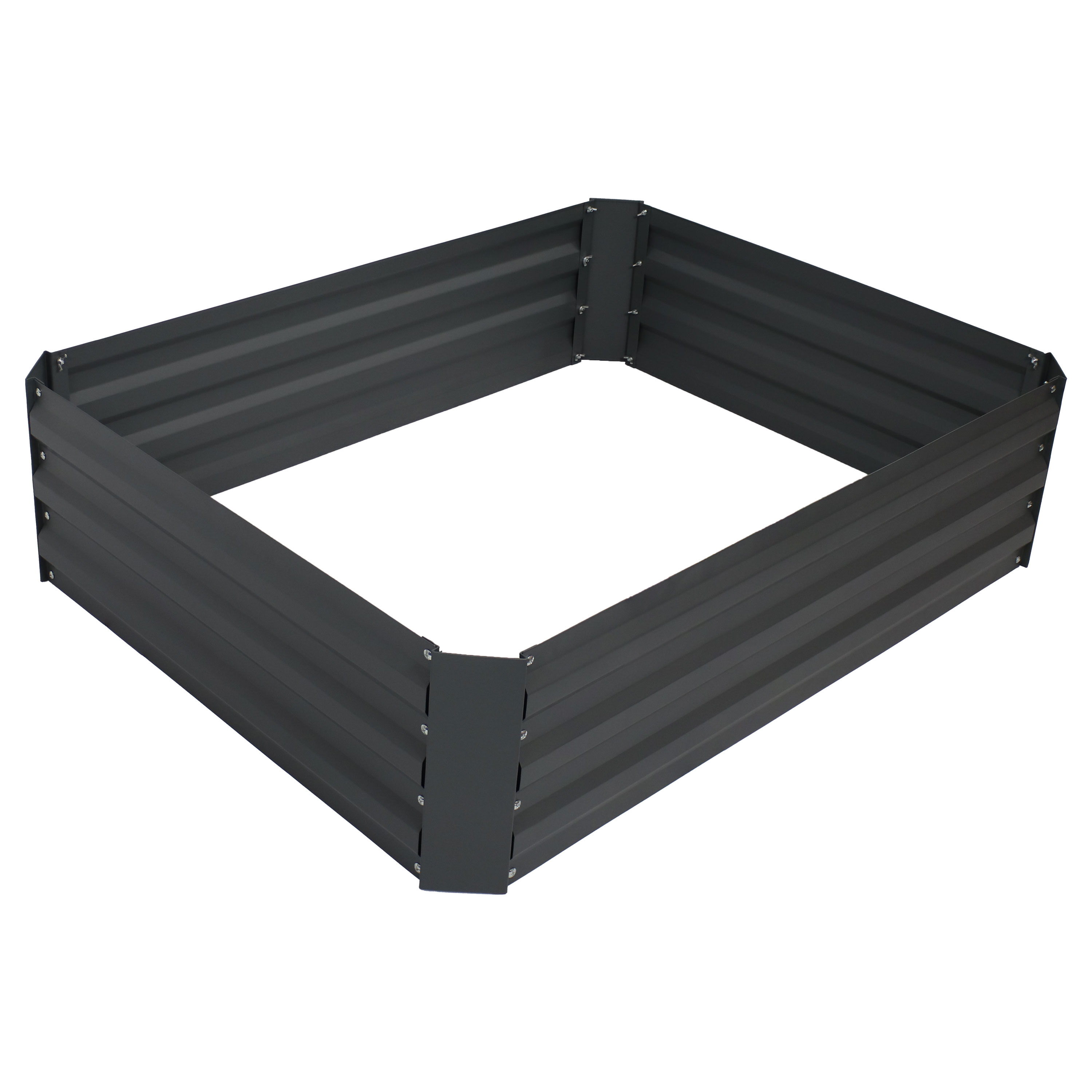 Rectangle Steel Raised Planter Bed - 4 x 3 ft - Gray