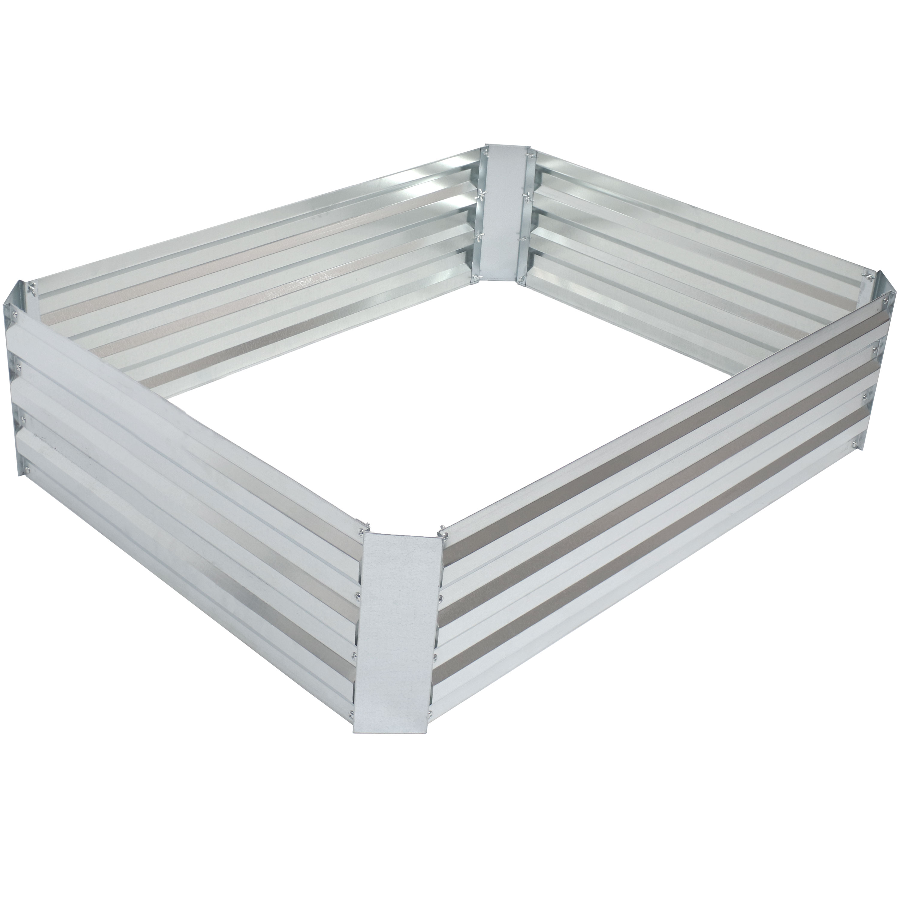 Rectangle Steel Raised Planter Bed - 4 x 3 ft - Silver