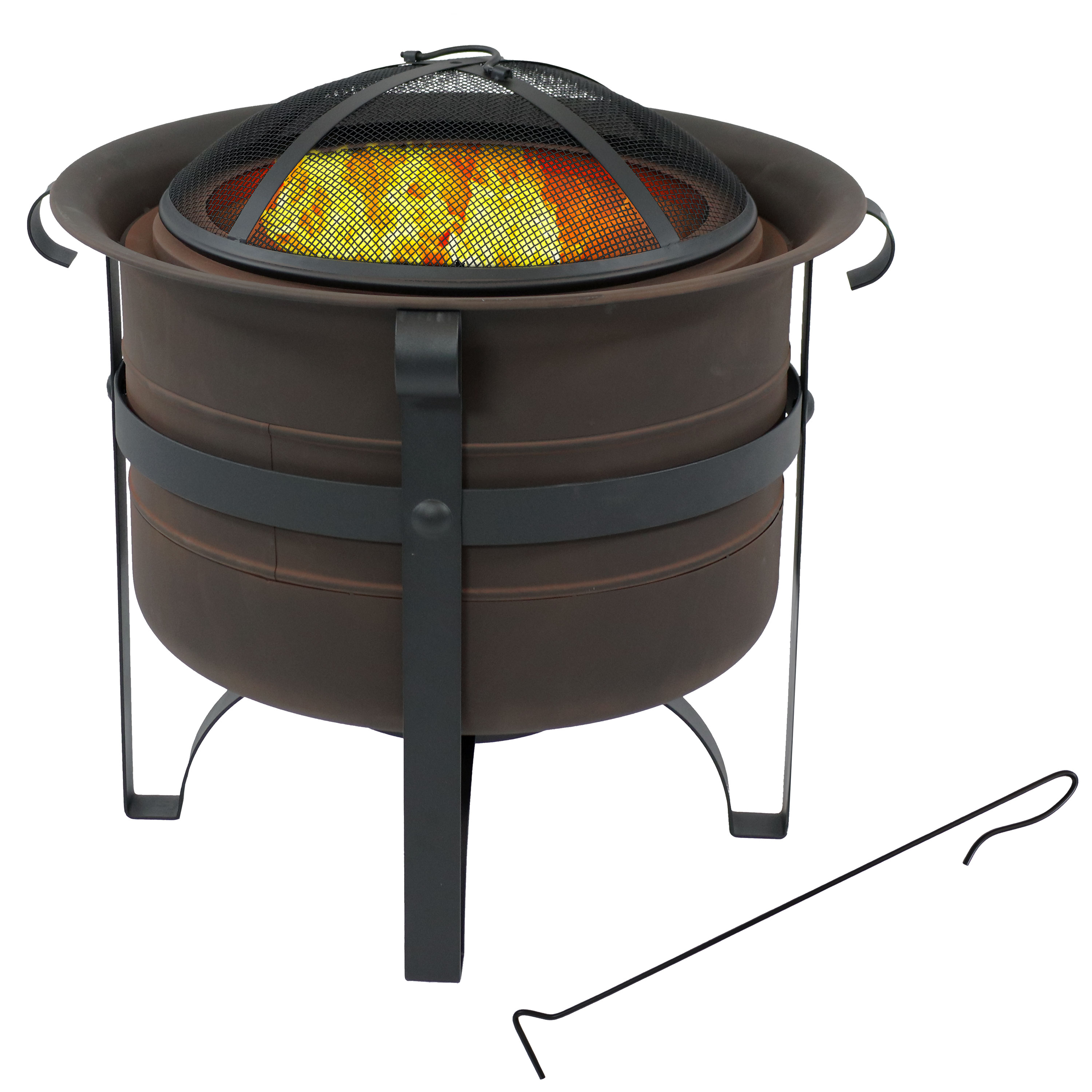 Steel Cauldron-Style Smokeless Fire Pit with Spark Screen
