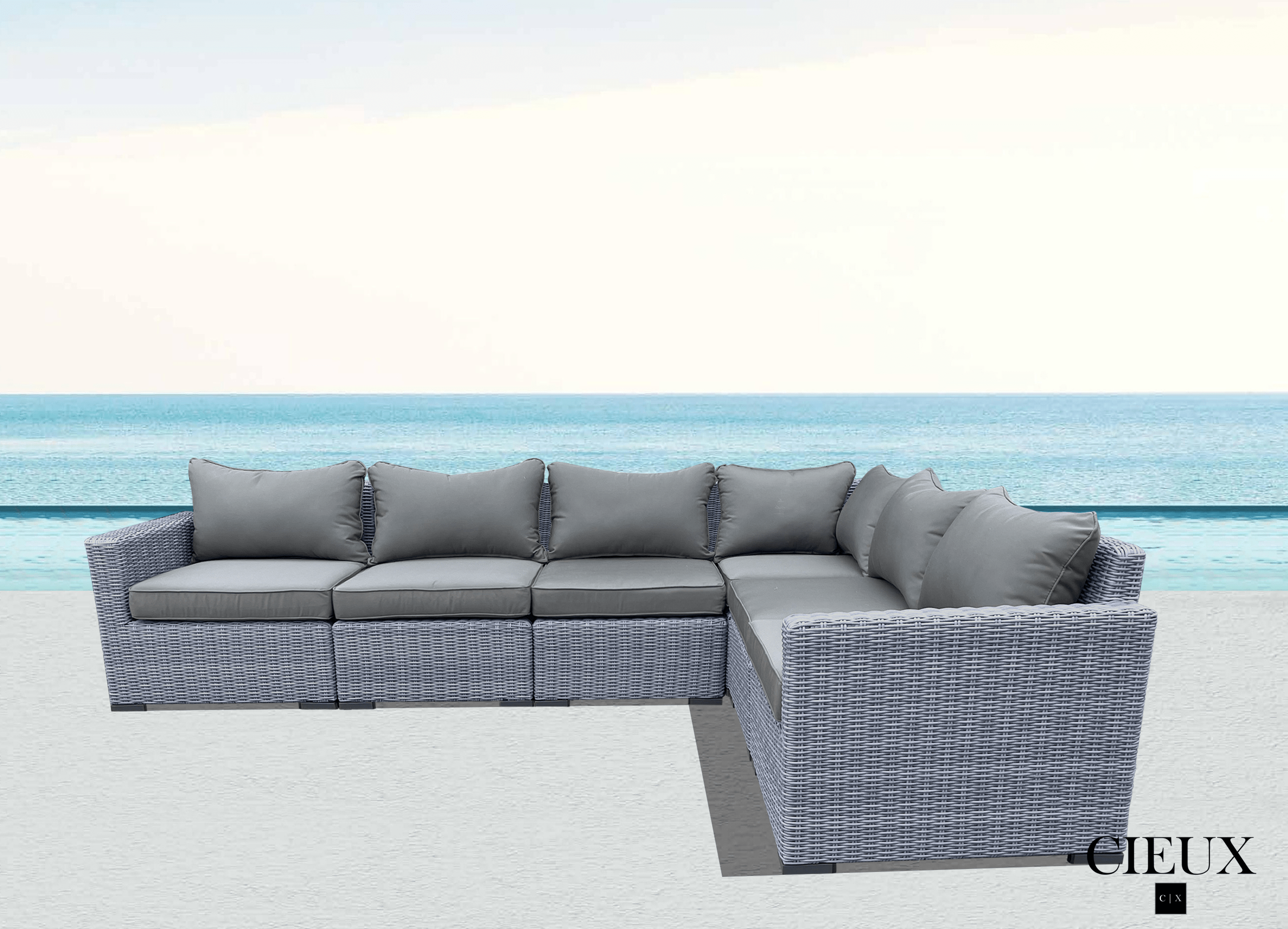 Cannes Outdoor Patio Wicker Modular L-Shaped Sofa