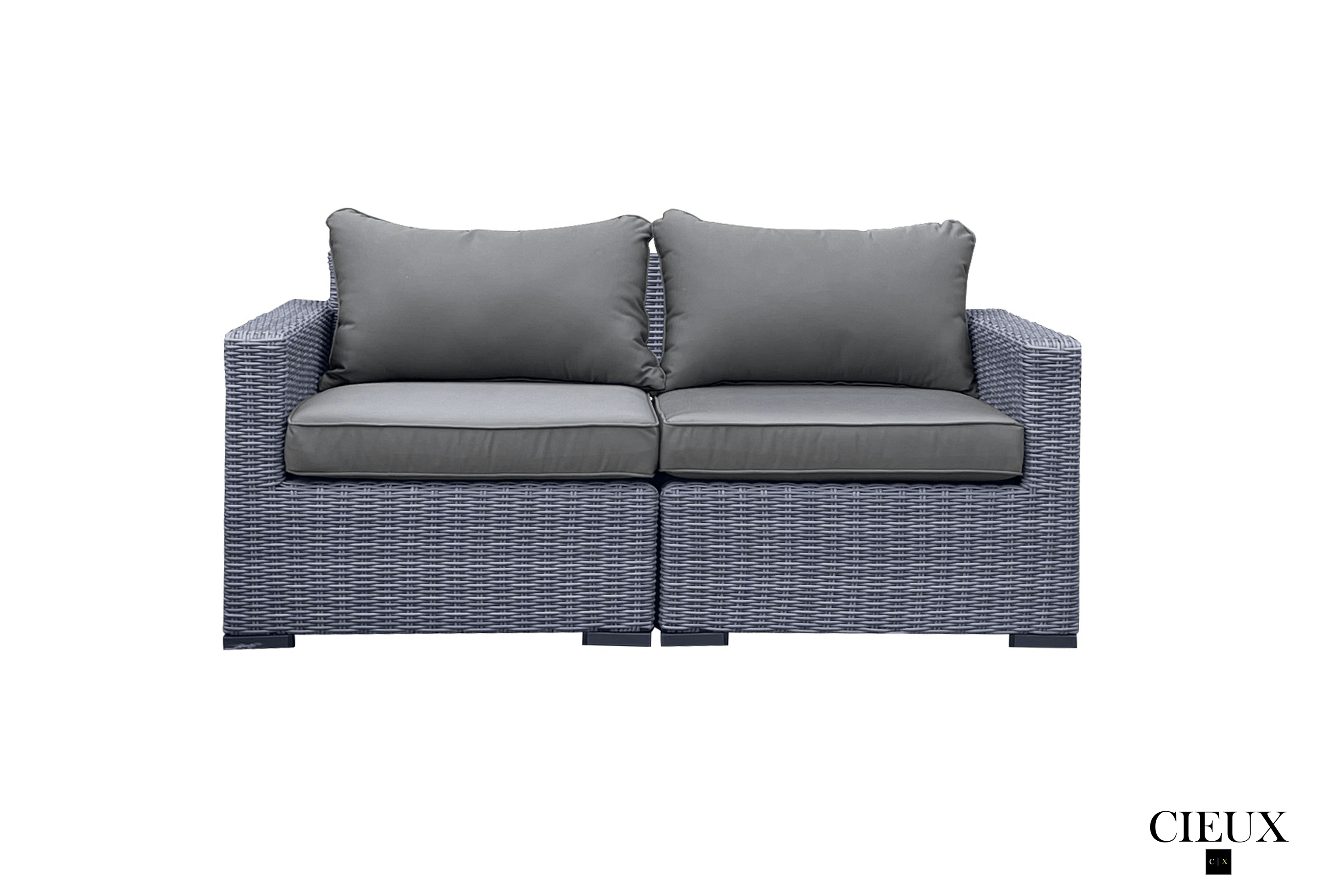 Cannes Outdoor Patio Wicker Loveseat with Sunbrella Cushions