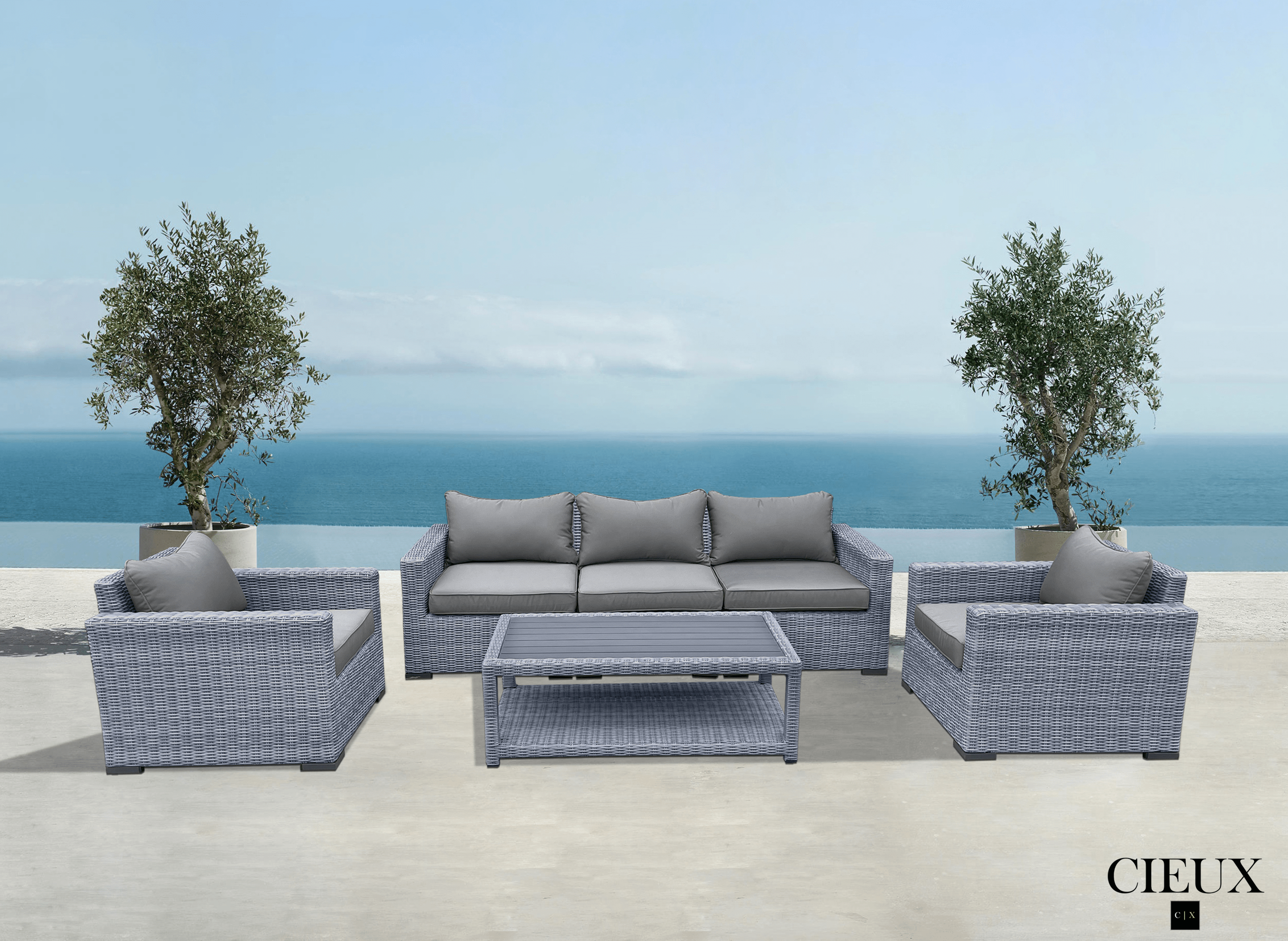 Cannes Outdoor Patio Wicker Sofa Conversation Set