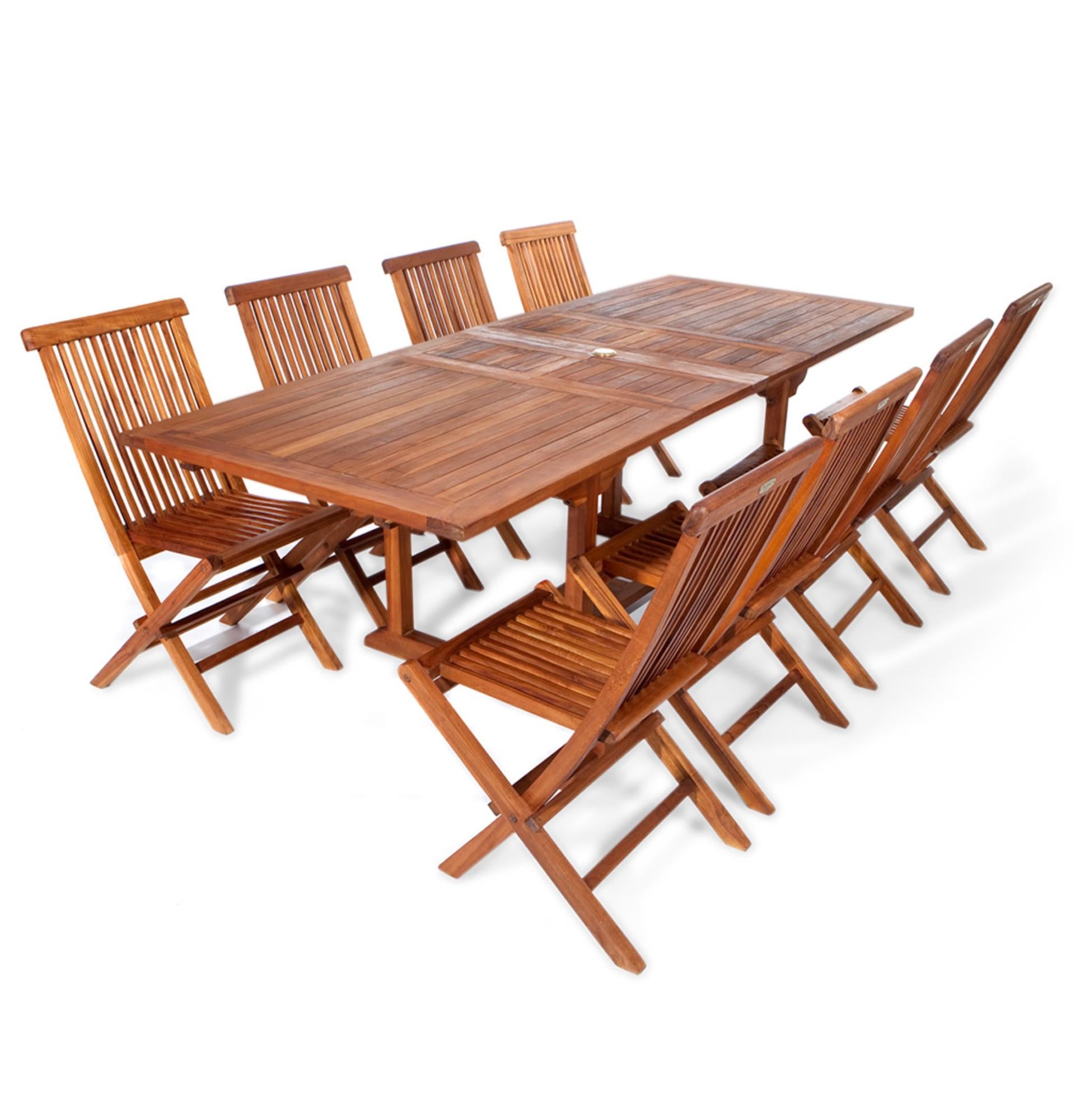 9 Pc Twin Butterfly Leaf Extension Table Folding Chair Set