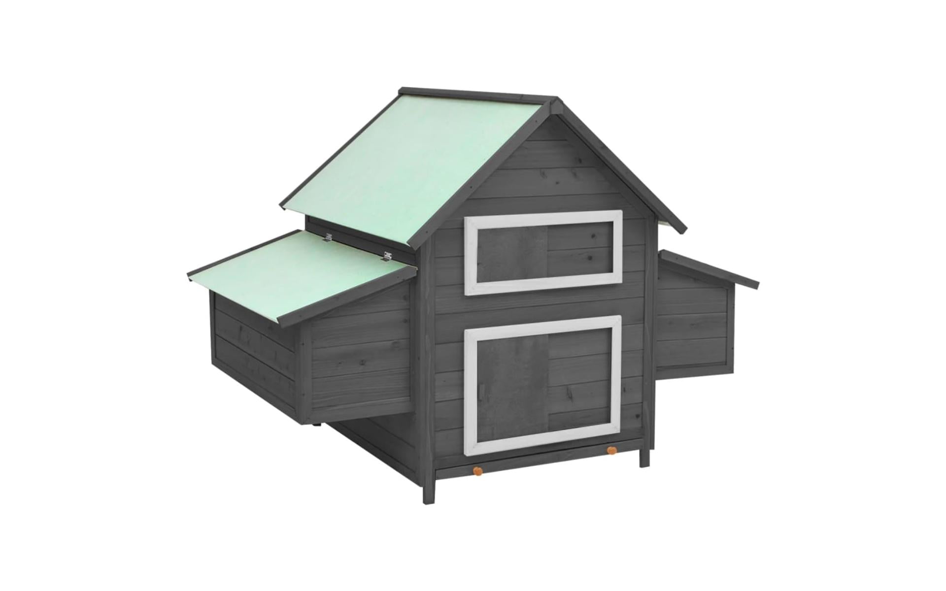 Chicken coop Gray and white 152x96x110 cm Solid fir wood