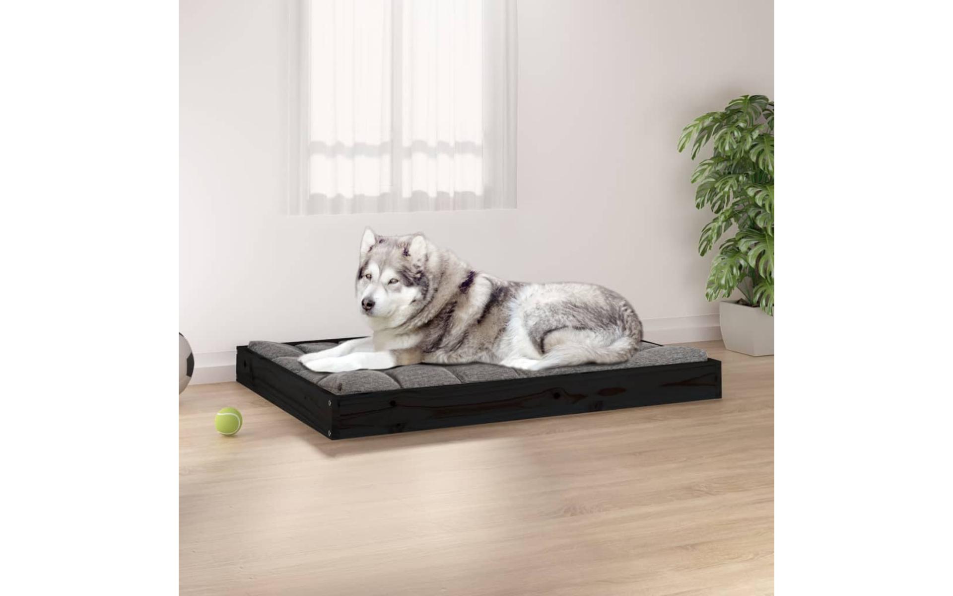 Dog bed Black 101.5x74x9 cm Solid pine wood