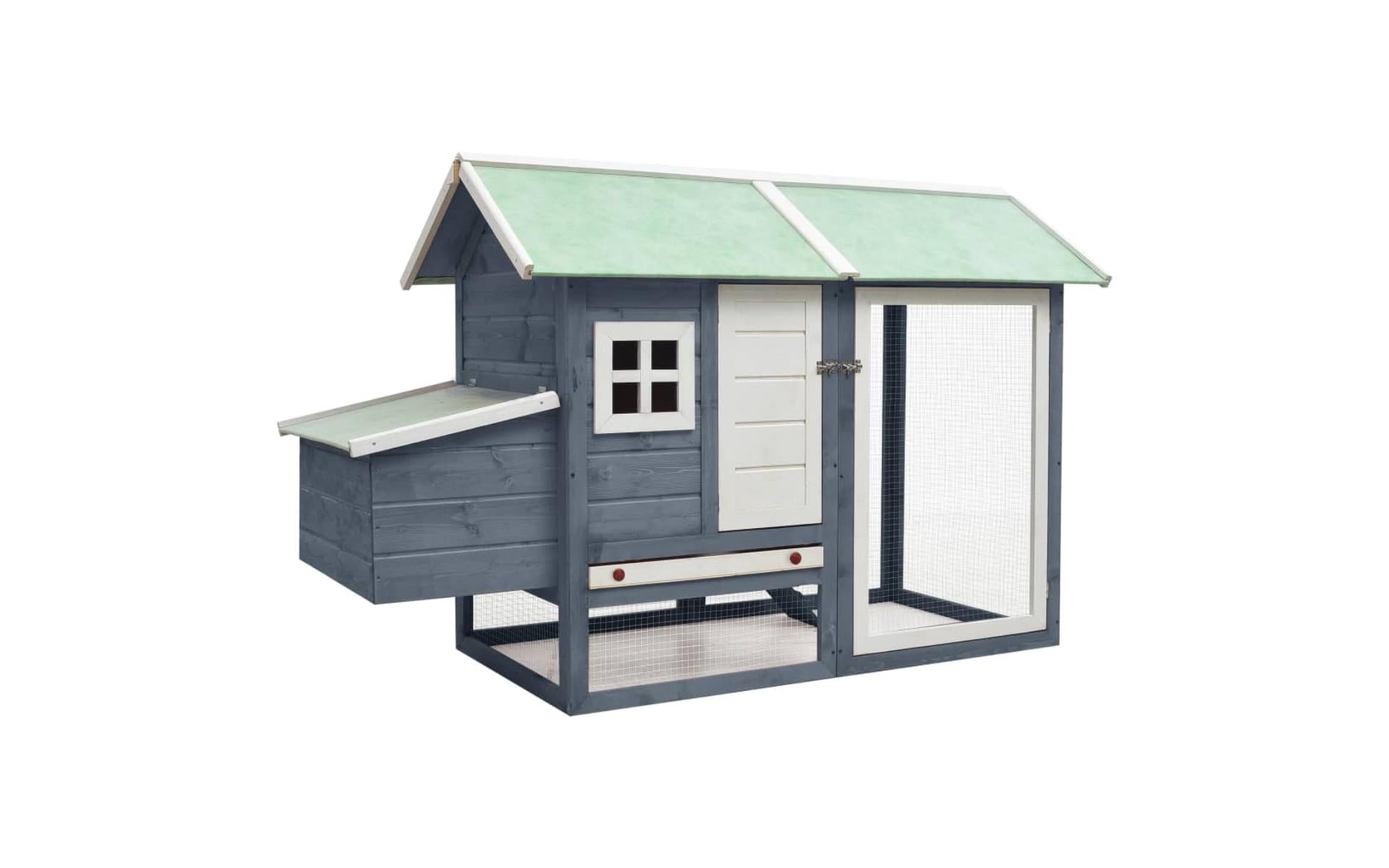 Gray Chicken Coop 170x81x110 cm Solid pine and fir wood