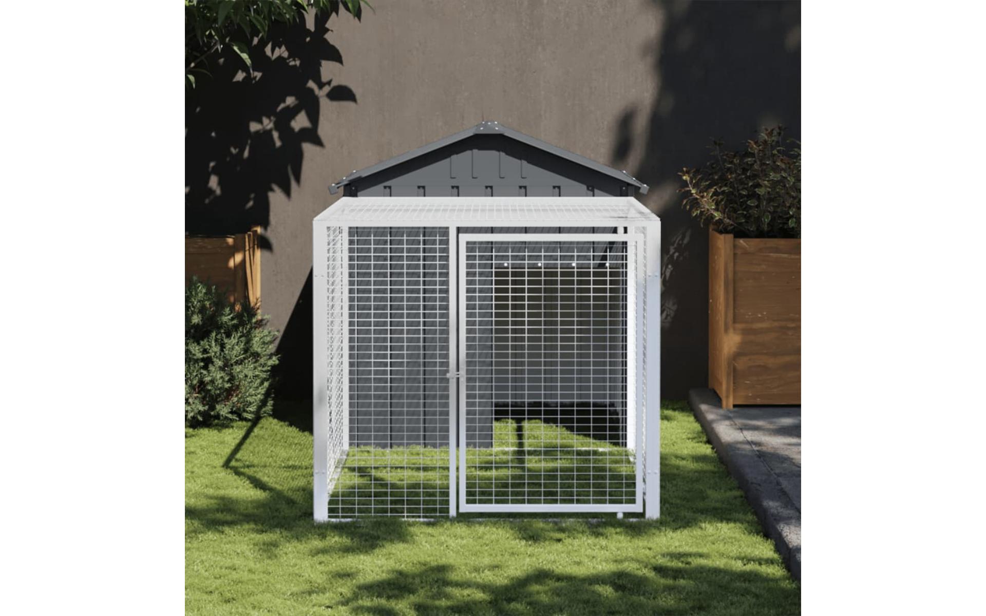 Chicken coop courtyard grey 117x201x123cm galvanized steel