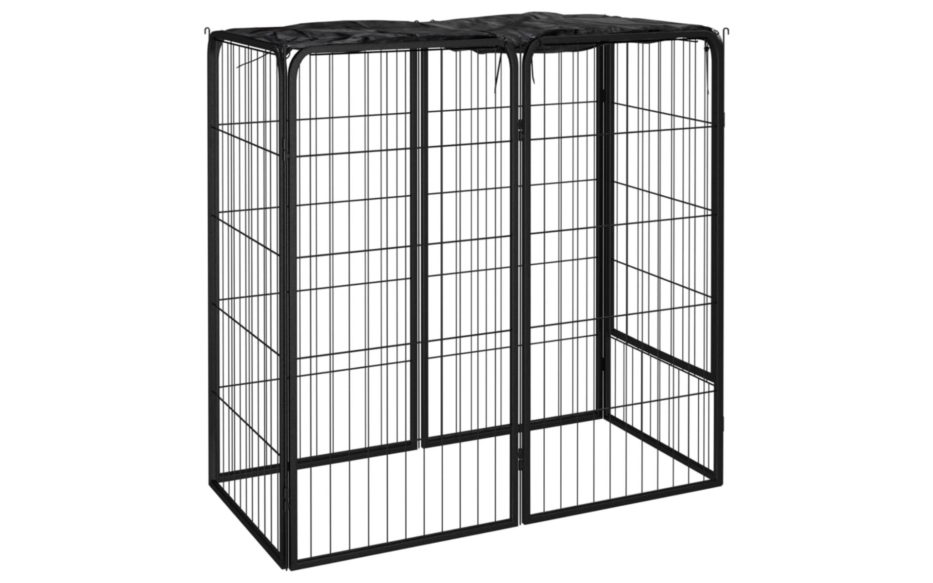 Dog playpen 6 panels Black 50x100cm Powder coated steel