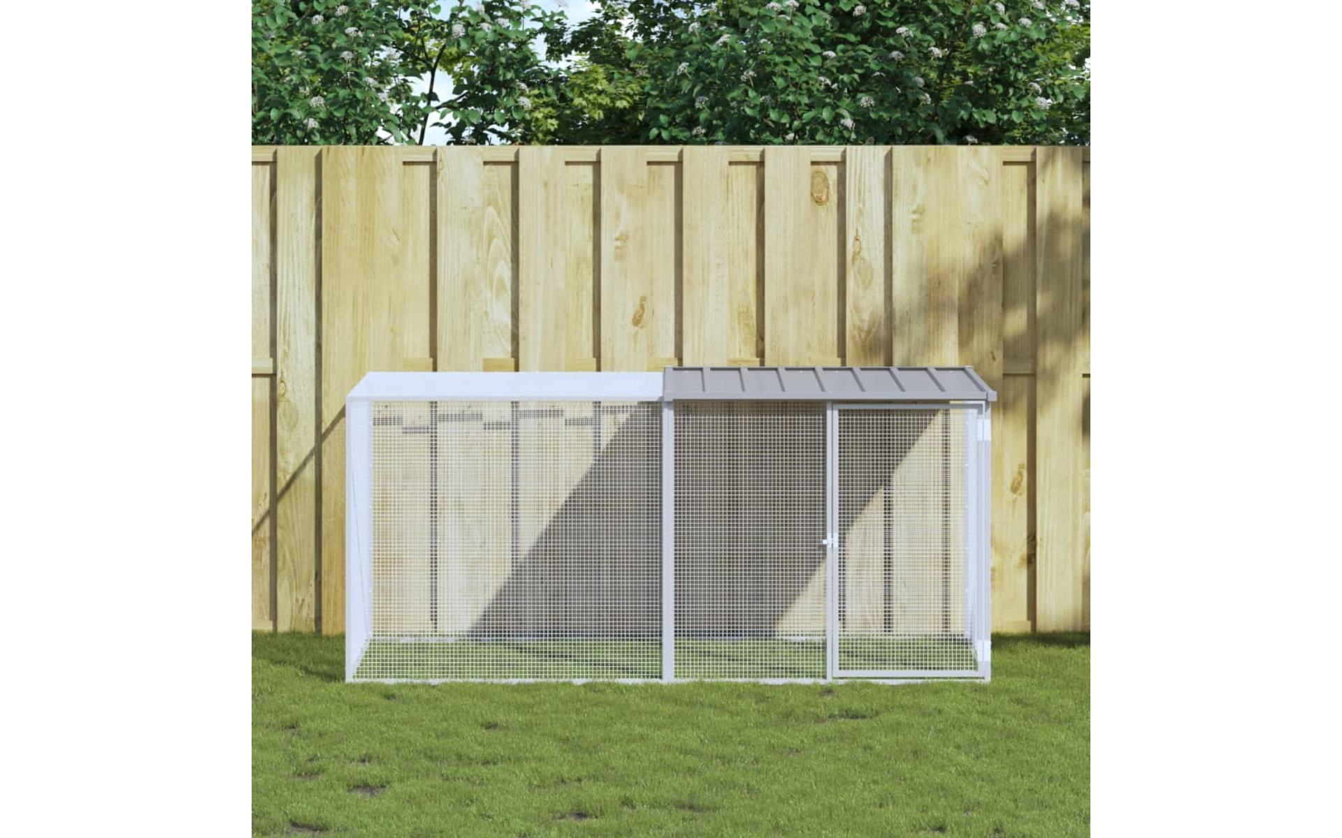 Chicken coop light gray roof 203x98x90cm galvanized steel