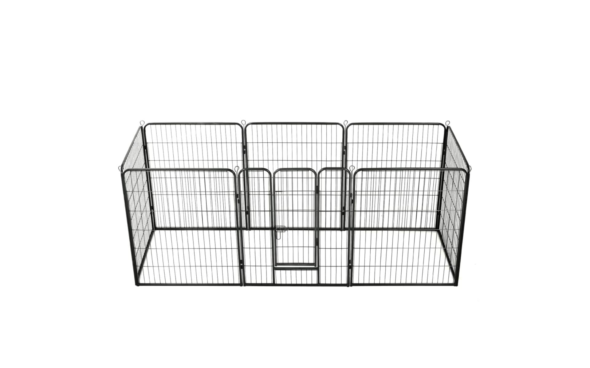 Dog park 8 panels Steel 80 x 100 cm Black