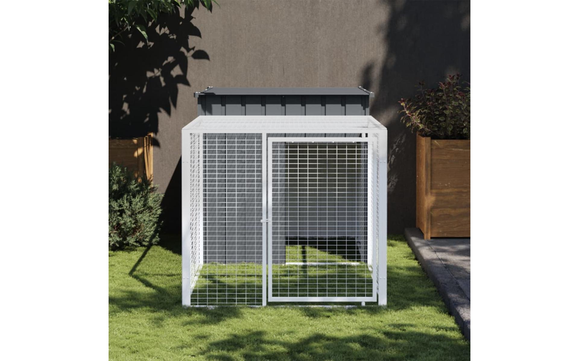 Chicken coop courtyard grey 110x201x110cm galvanized steel