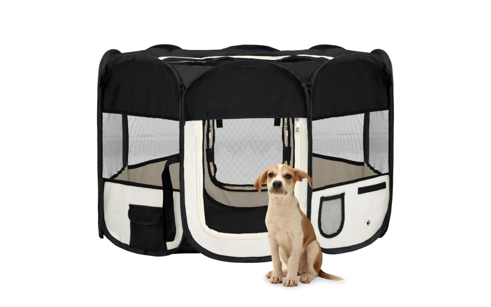 Foldable dog park with carrying bag Black 110x110x58cm