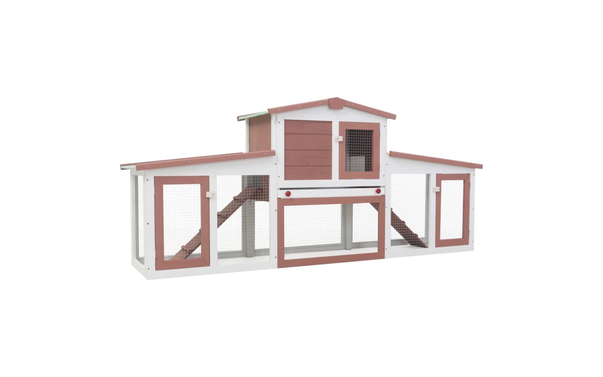 Large outdoor hutch Brown and white 204x45x85 cm Wood