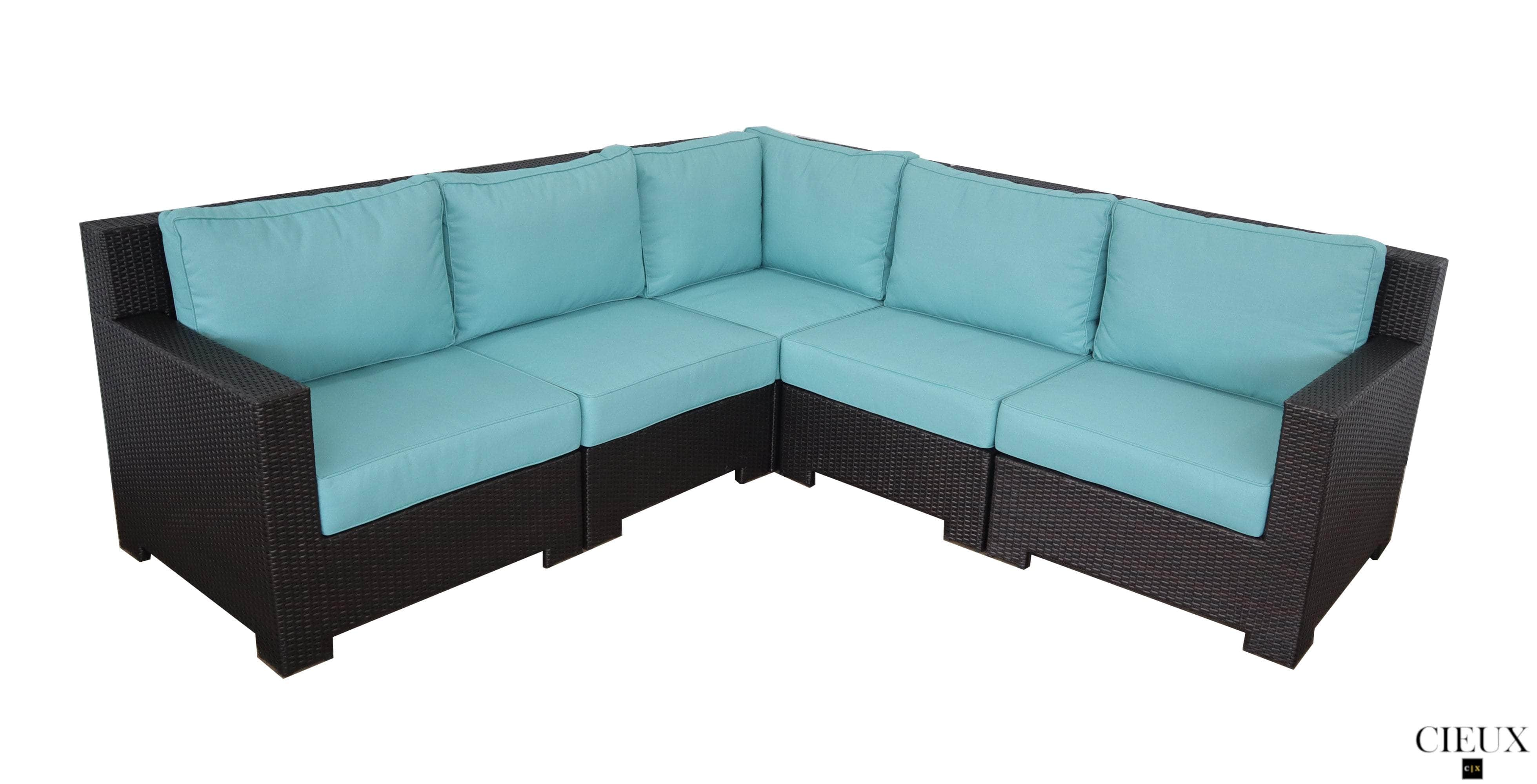 Provence Outdoor Patio Modular Corner Sectional Sofa in Blue