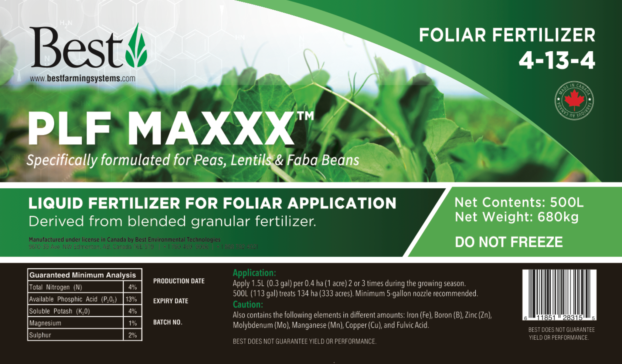 Custom Foliar Fertilizer for Peas, Lentils and Fava Beans