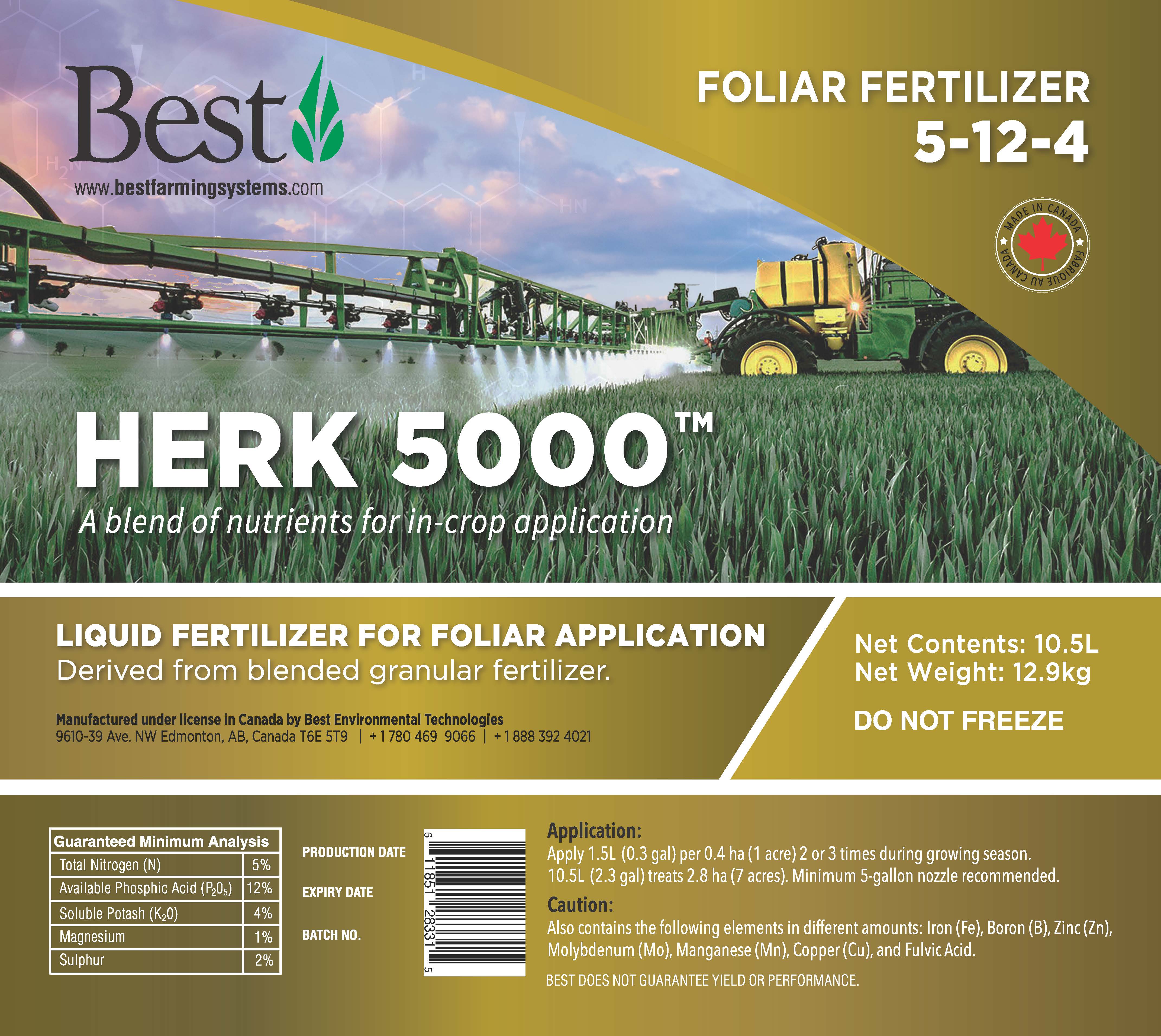 Foliar Fertilizer used on Canola, Hay land and Pastures