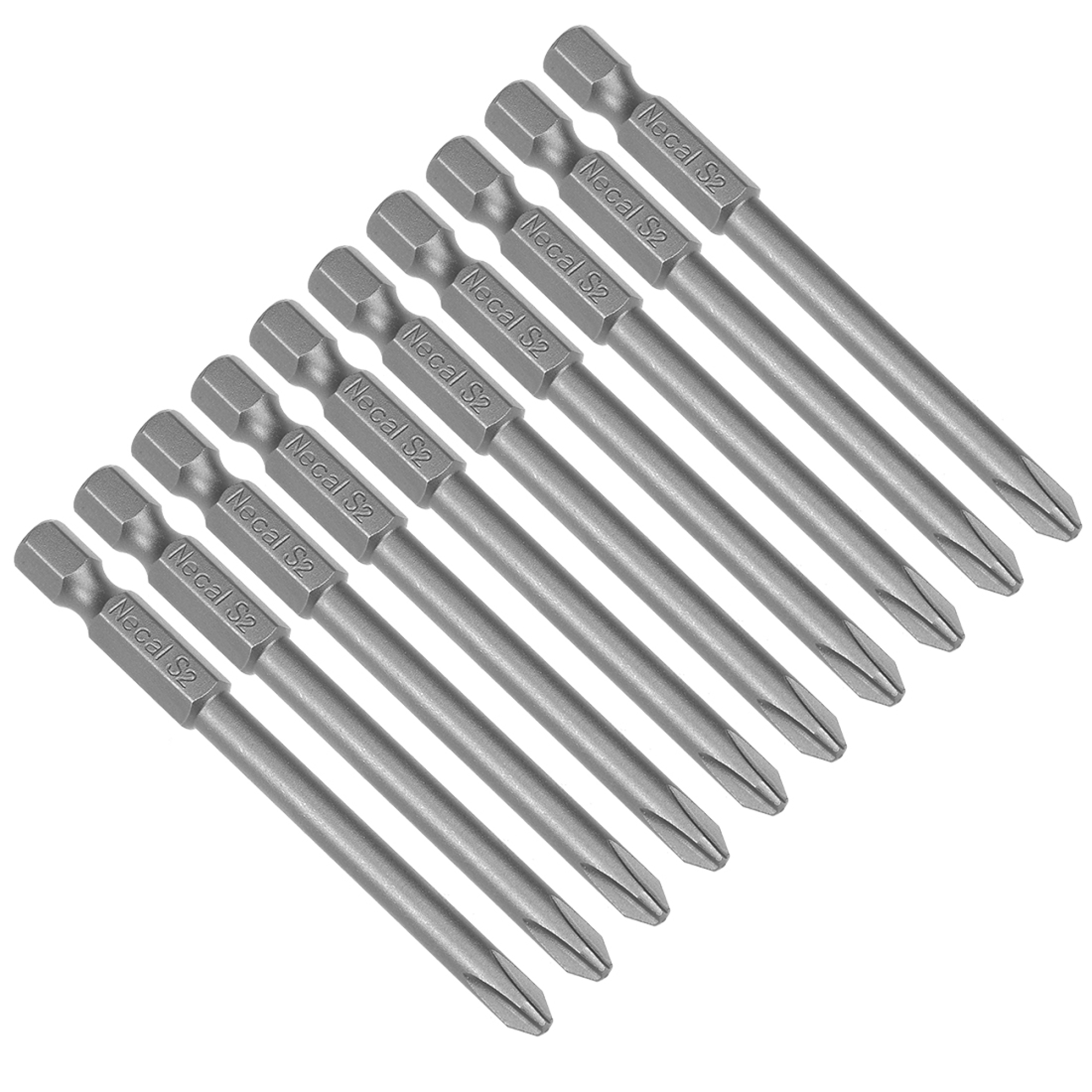 10pcs 75mm Hex Shank 5mm Magnetic Phillips Bits S2 Alloy