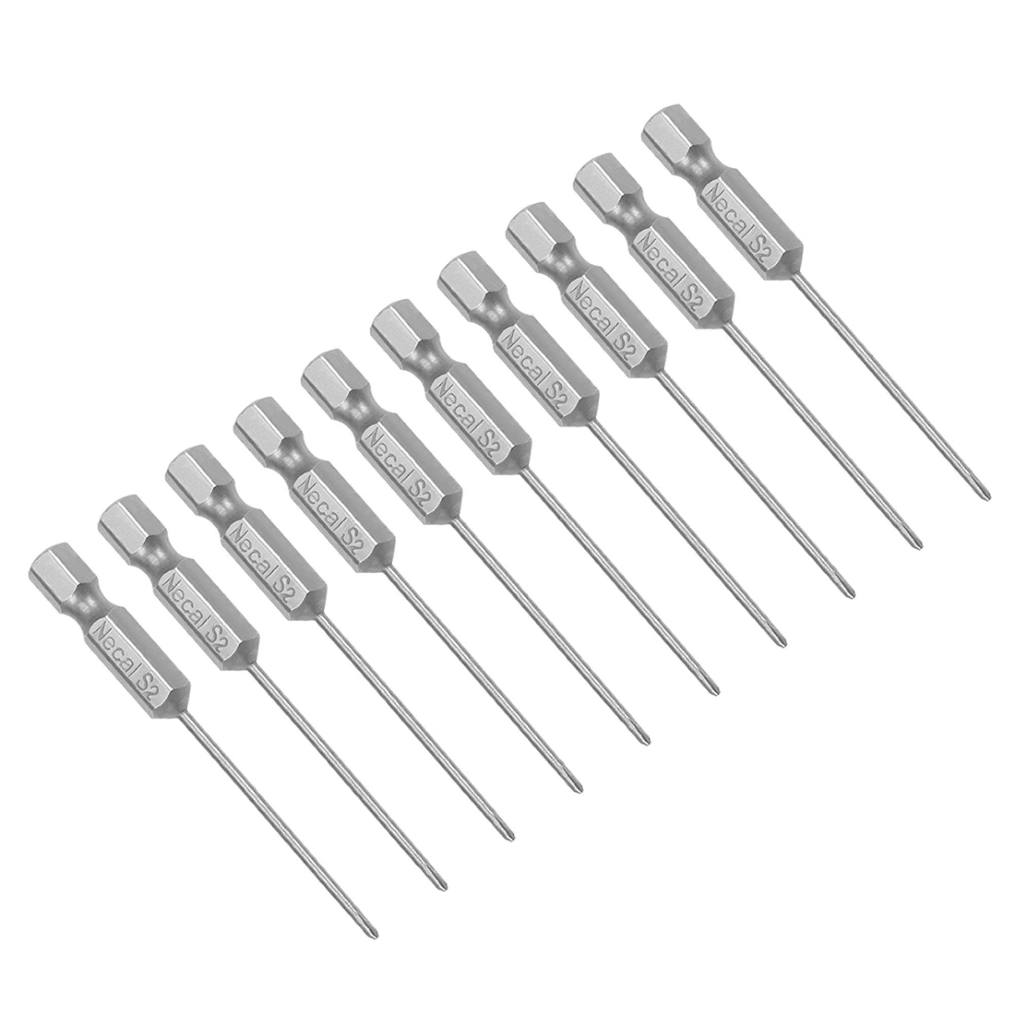 10pcs PH00 1.6mm Magnetic Phillips Bits, 1/4" Hex 2.56" S2