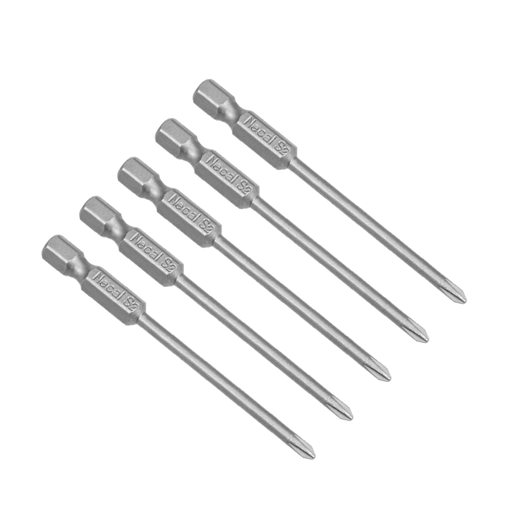 5pcs 3mm PH0 Mag. Phillips Bits, 1/4" Hex 3" S2 Tool